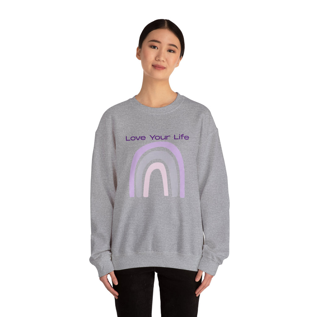 Crewneck Sweatshirt — "Love Your Life" Pastel Rainbow Casual Pullover