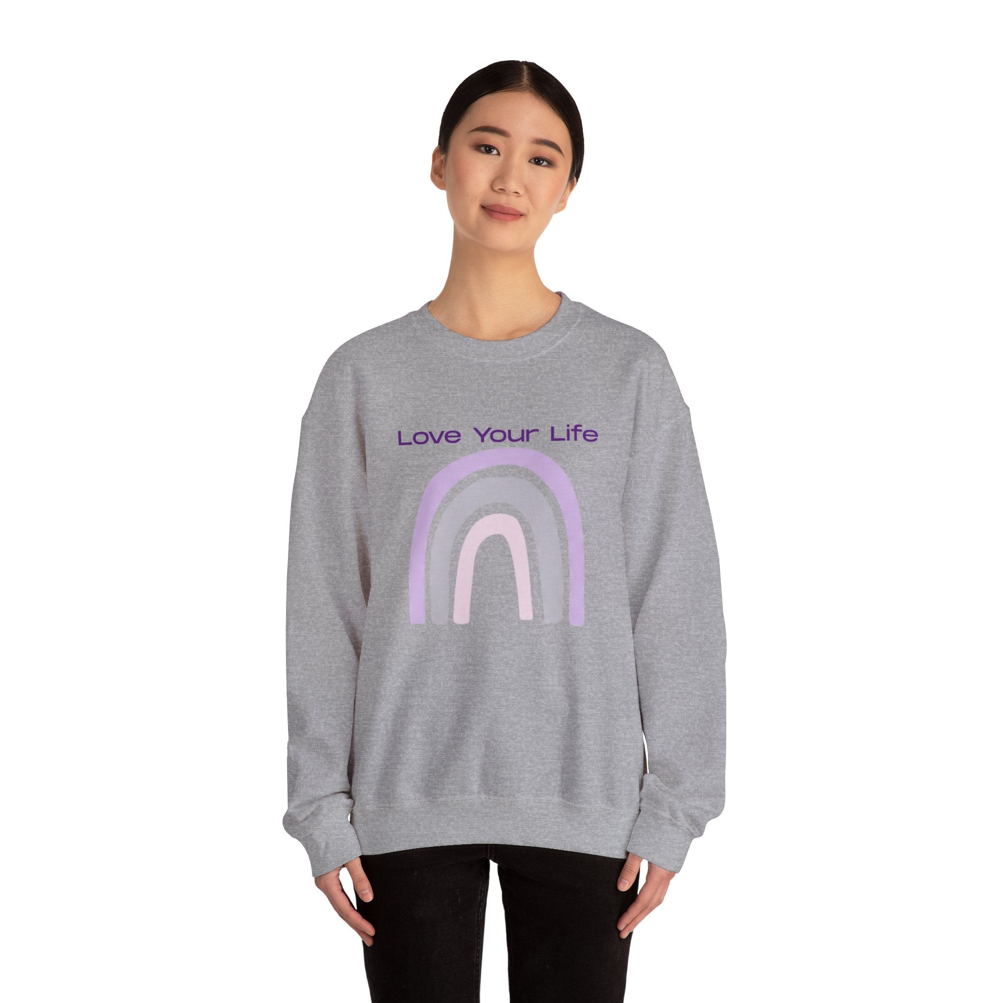 Crewneck Sweatshirt — "Love Your Life" Pastel Rainbow Casual Pullover