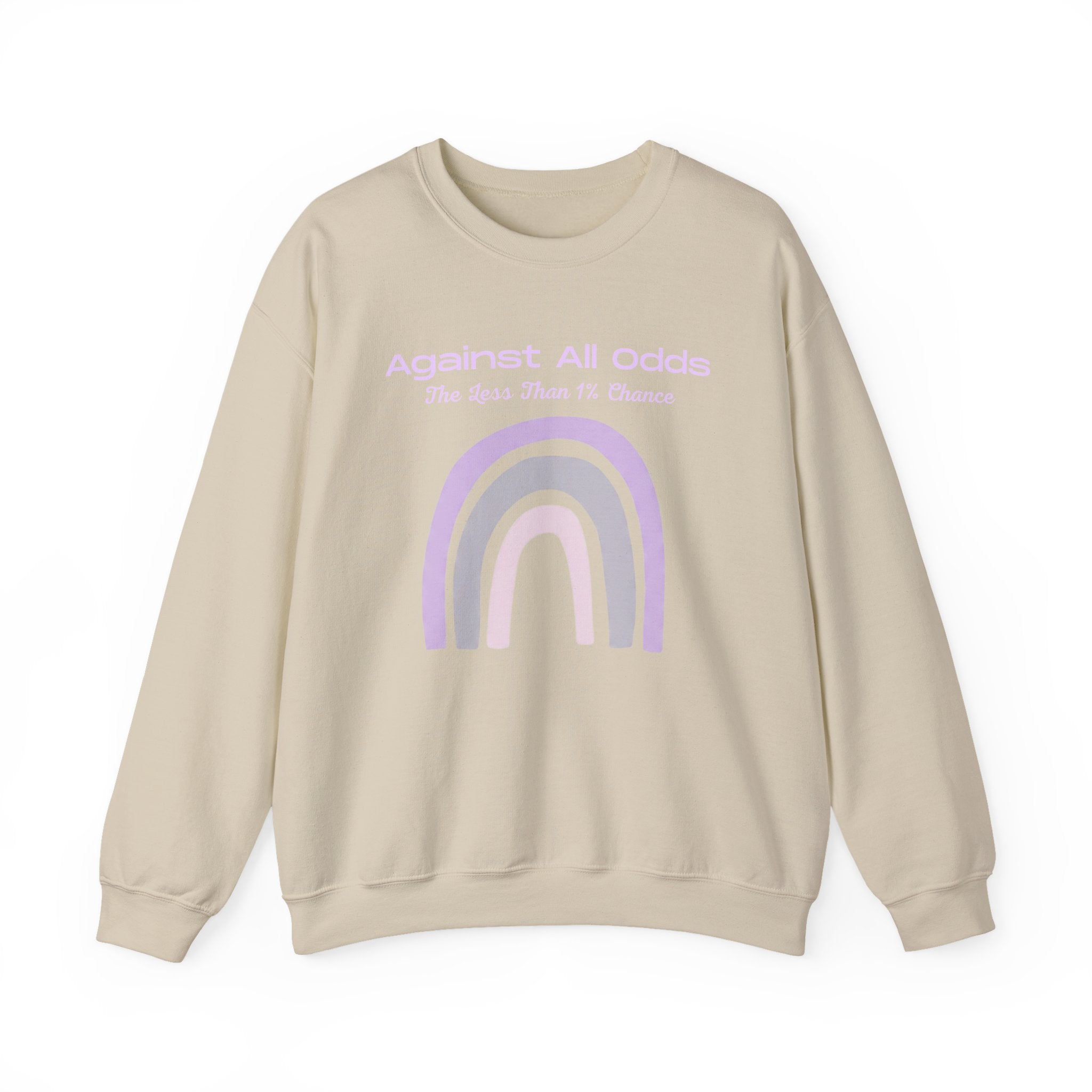 Crewneck Sweatshirt — Pastel Rainbow “Against All Odds” Inspirational Pullover