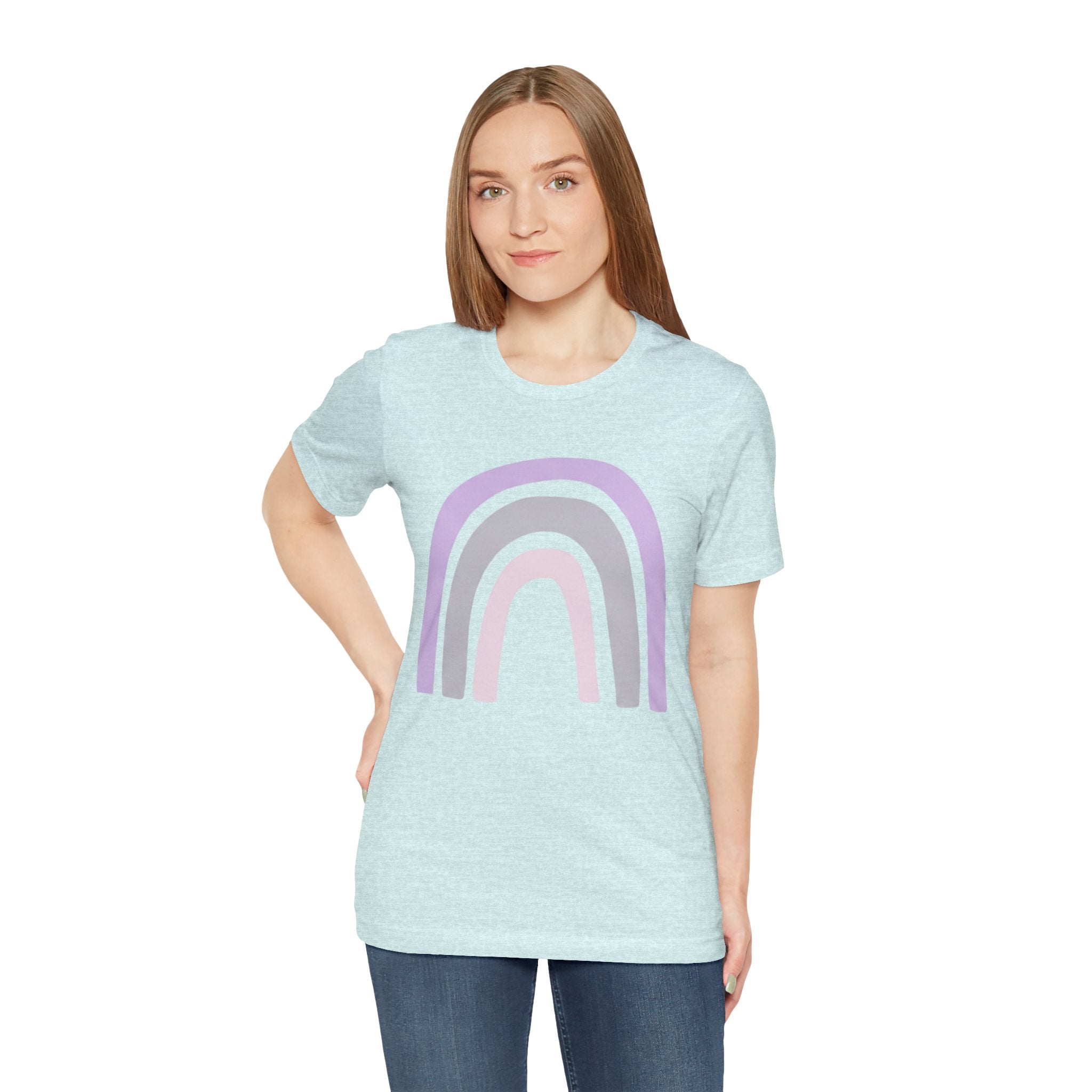 Pastel Rainbow Tee — Minimal Lavender & Blush Graphic T-Shirt