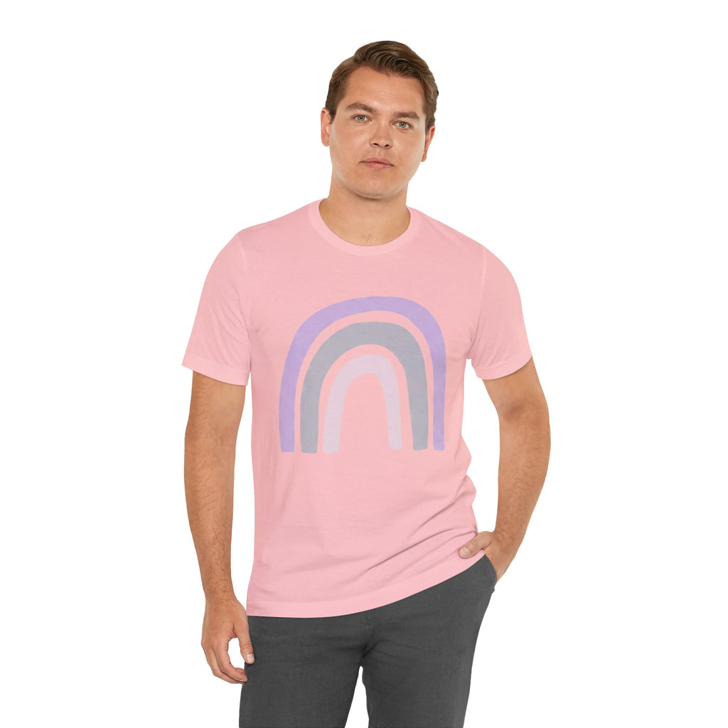 Pastel Rainbow Tee — Minimal Lavender & Blush Graphic T-Shirt
