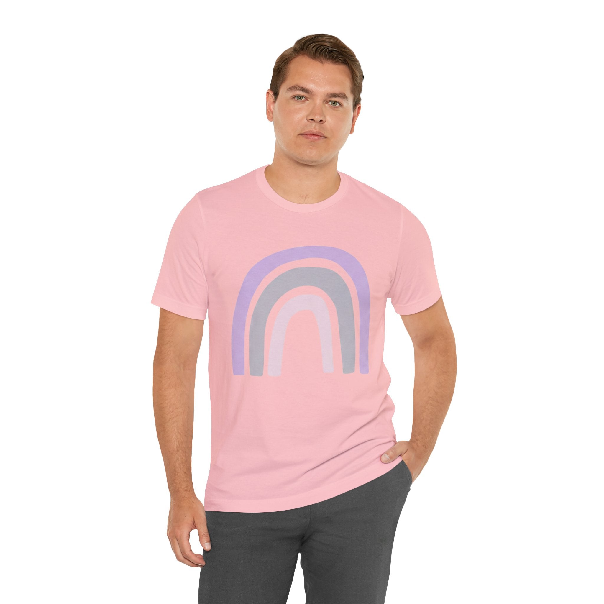 Pastel Rainbow Tee — Minimal Lavender & Blush Graphic T-Shirt