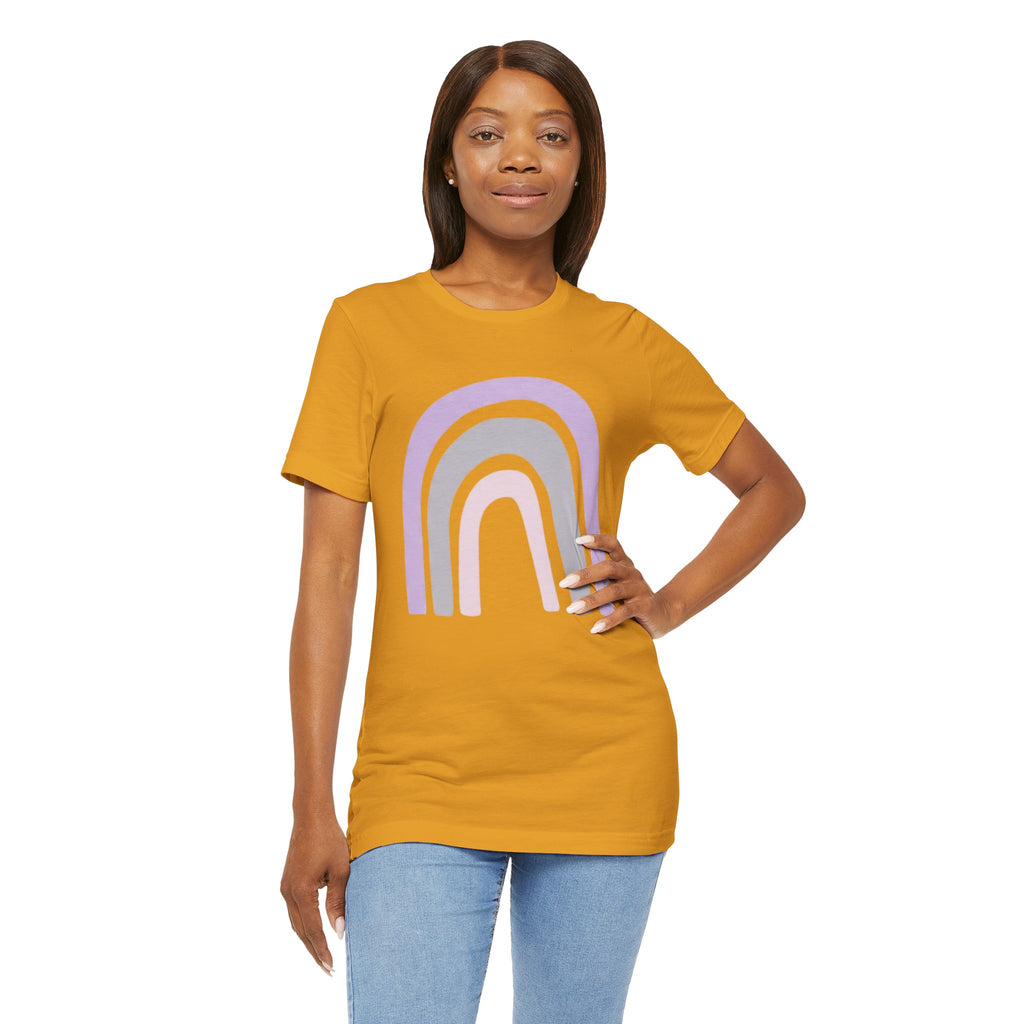 Pastel Rainbow Tee — Minimal Lavender & Blush Graphic T-Shirt