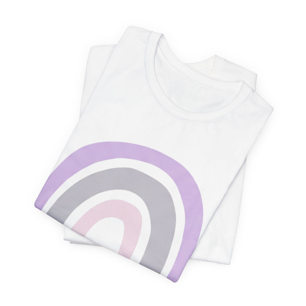 Pastel Rainbow Tee — Minimal Lavender & Blush Graphic T-Shirt