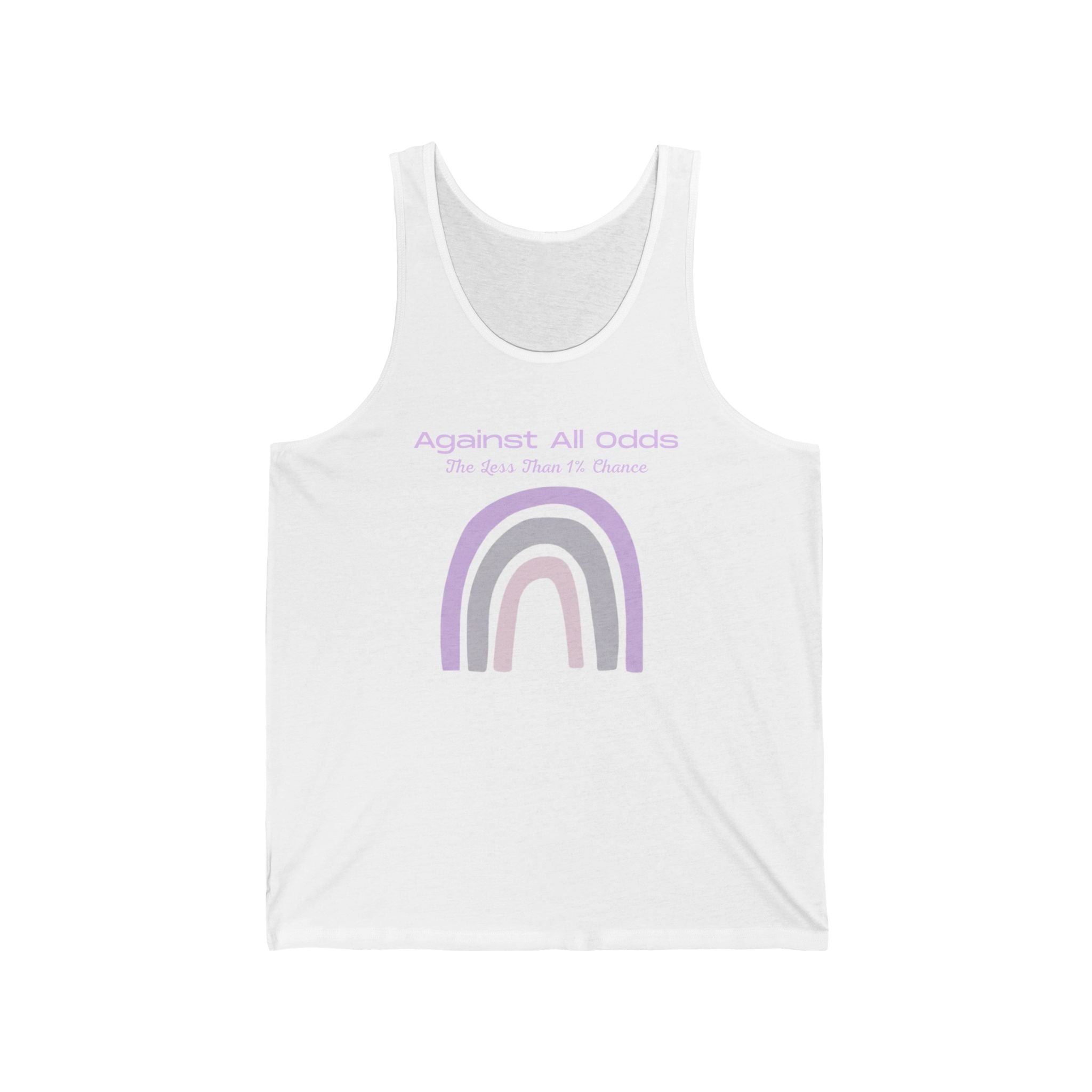 Pastel Rainbow Tank Top — "Against All Odds" Minimal Graphic