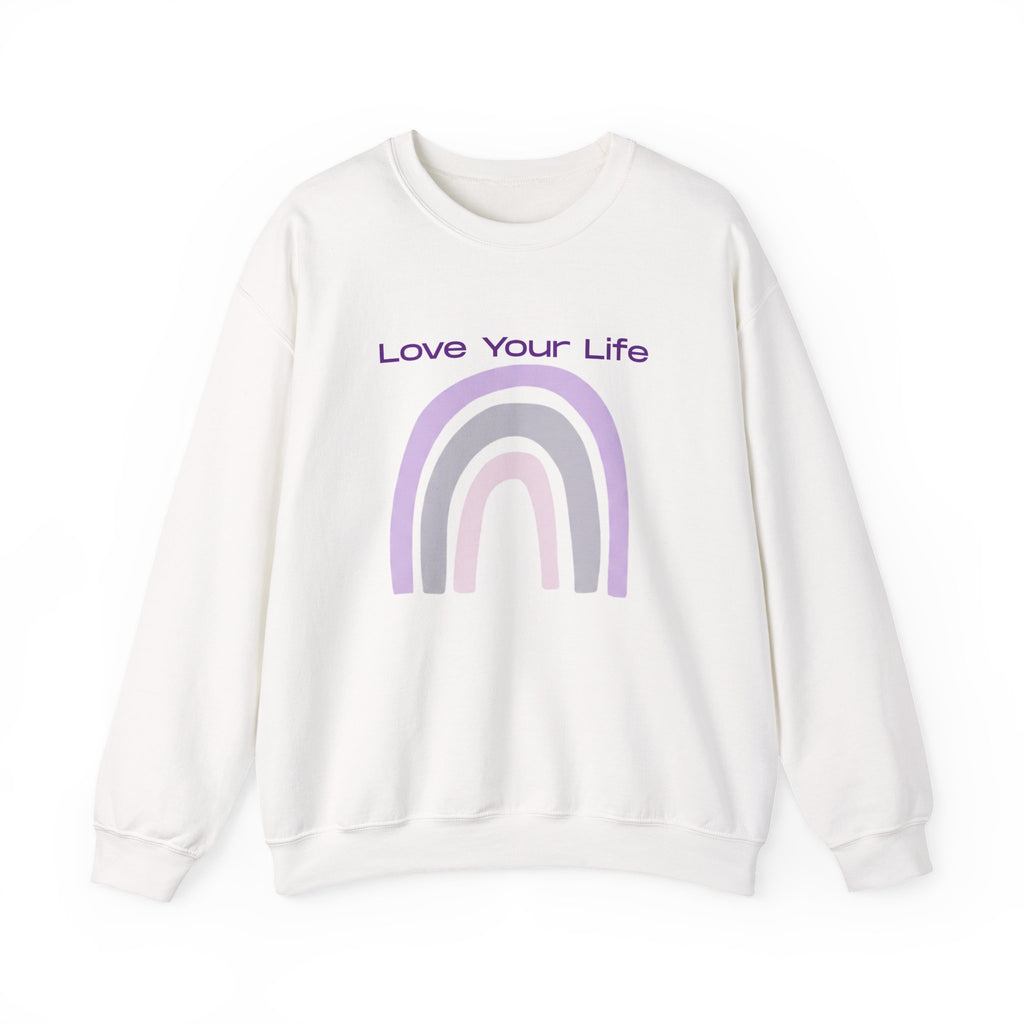Crewneck Sweatshirt — "Love Your Life" Pastel Rainbow Casual Pullover