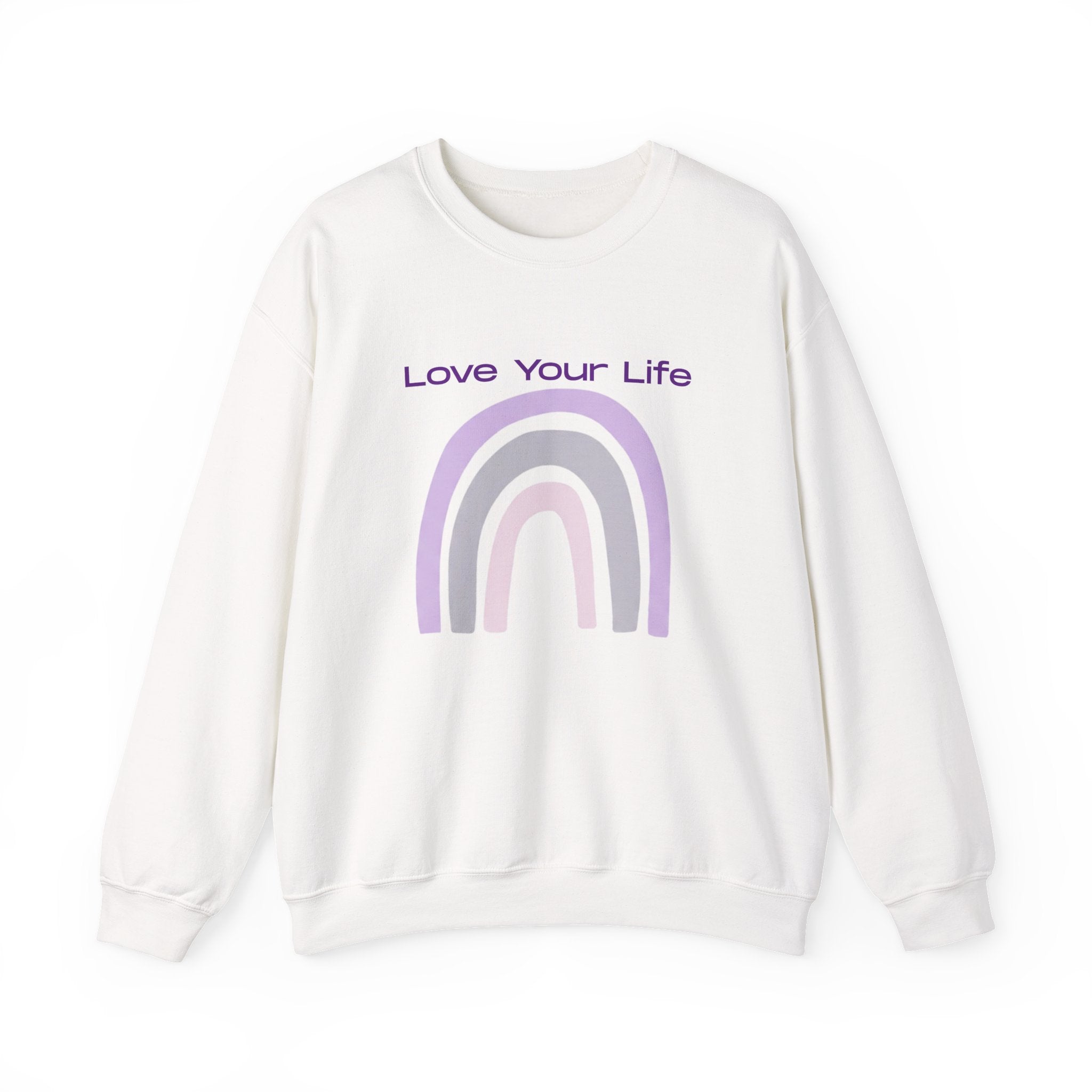 Crewneck Sweatshirt — "Love Your Life" Pastel Rainbow Casual Pullover