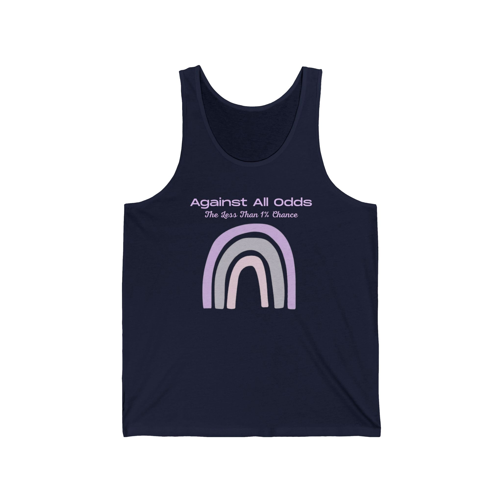 Pastel Rainbow Tank Top — "Against All Odds" Minimal Graphic