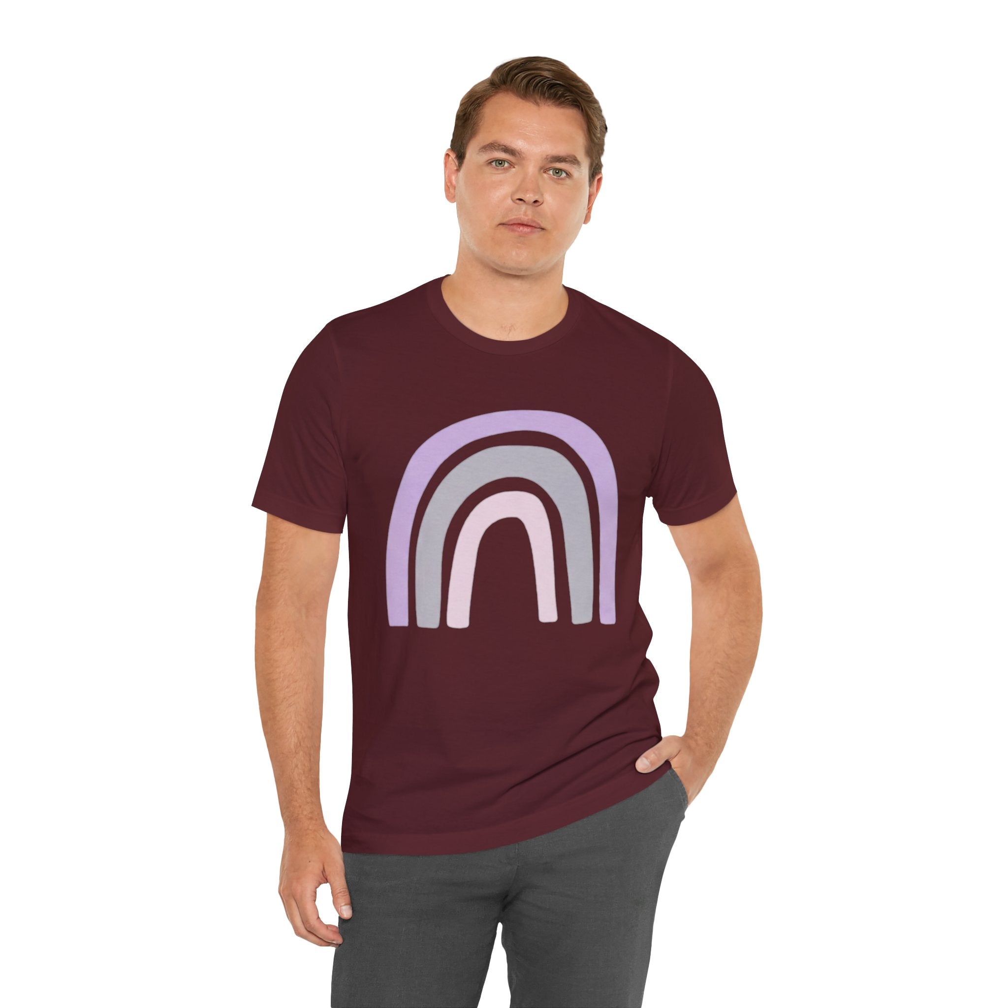 Pastel Rainbow Tee — Minimal Lavender & Blush Graphic T-Shirt
