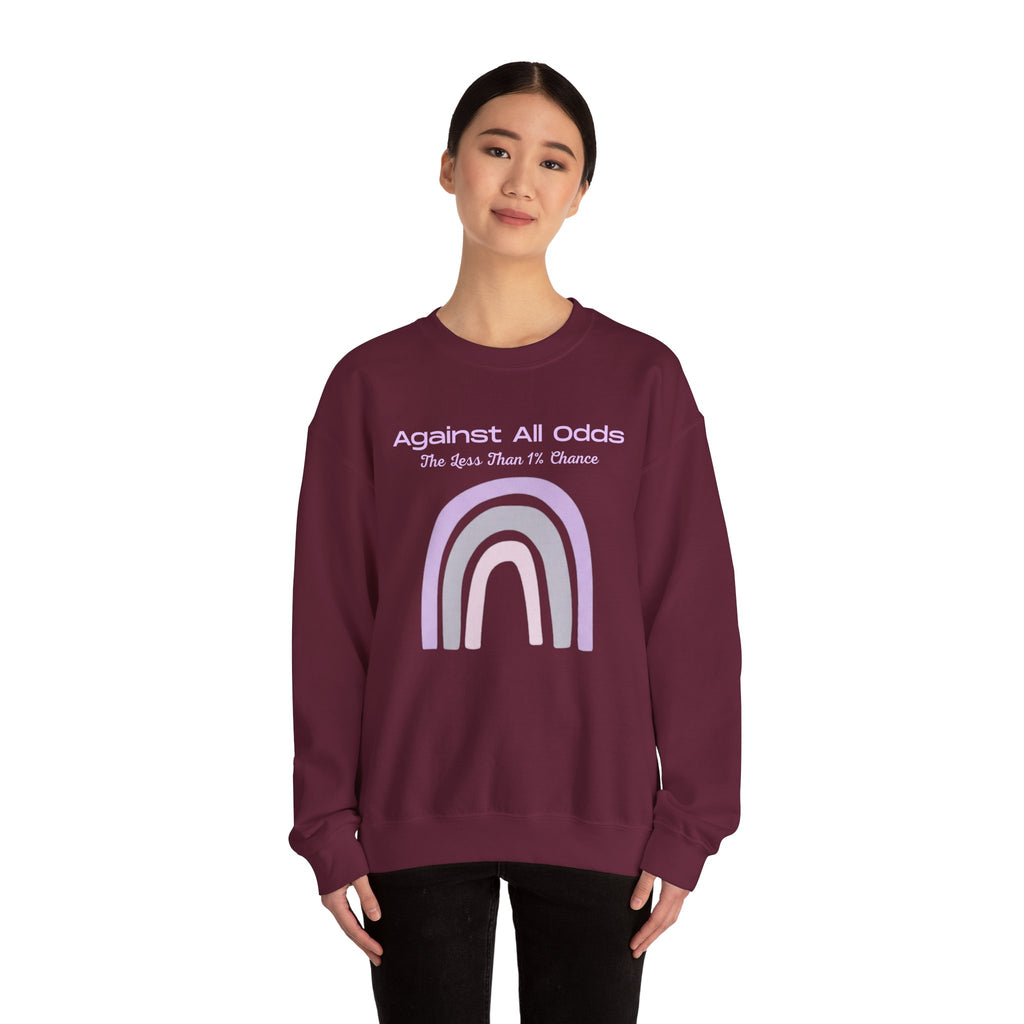 Crewneck Sweatshirt — Pastel Rainbow “Against All Odds” Inspirational Pullover