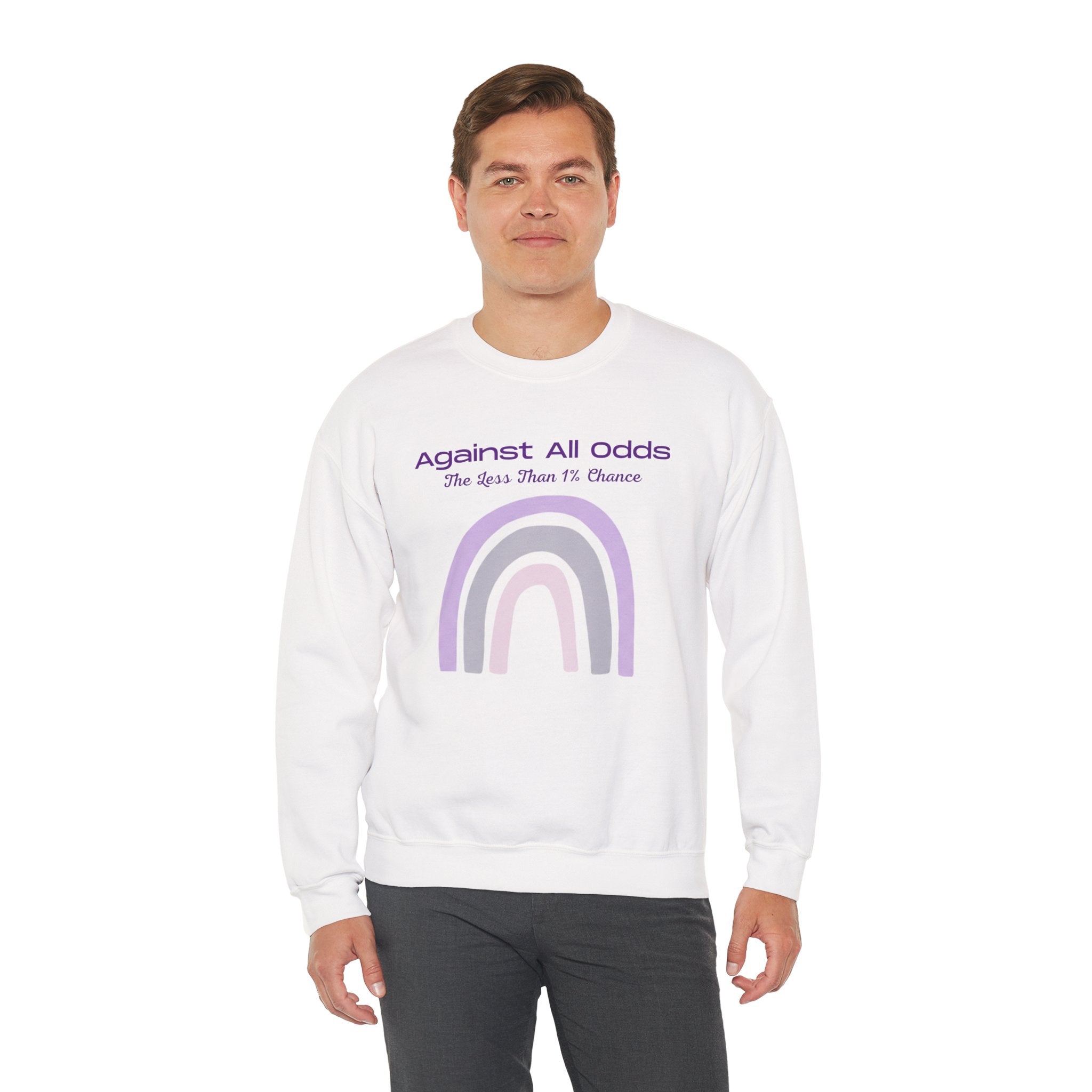 Crewneck Sweatshirt — "Against All Odds" Pastel Rainbow Inspirational Pullover