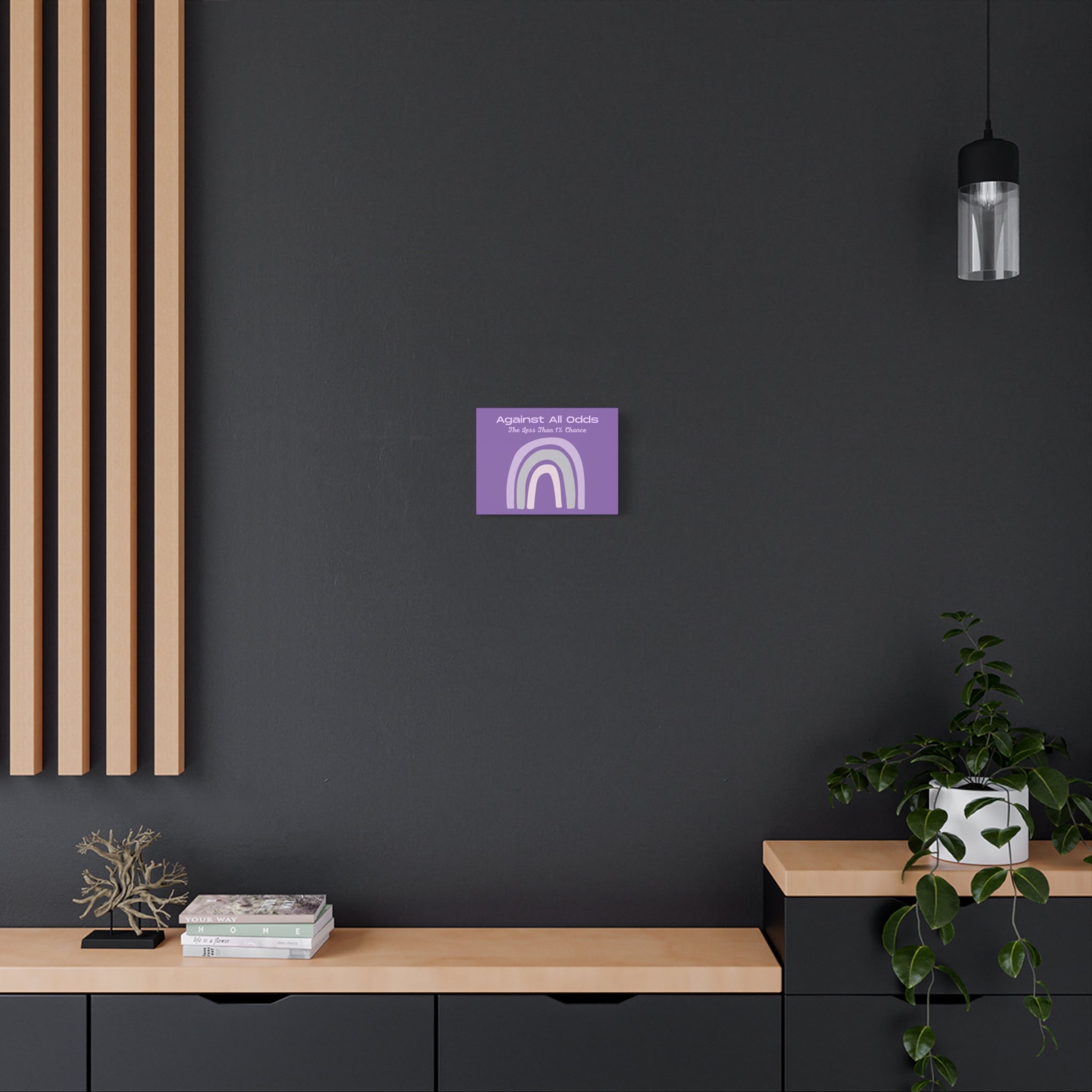 Against All Odds Purple Rainbow Canvas Wall Art — "The Less Than 1% Chance"