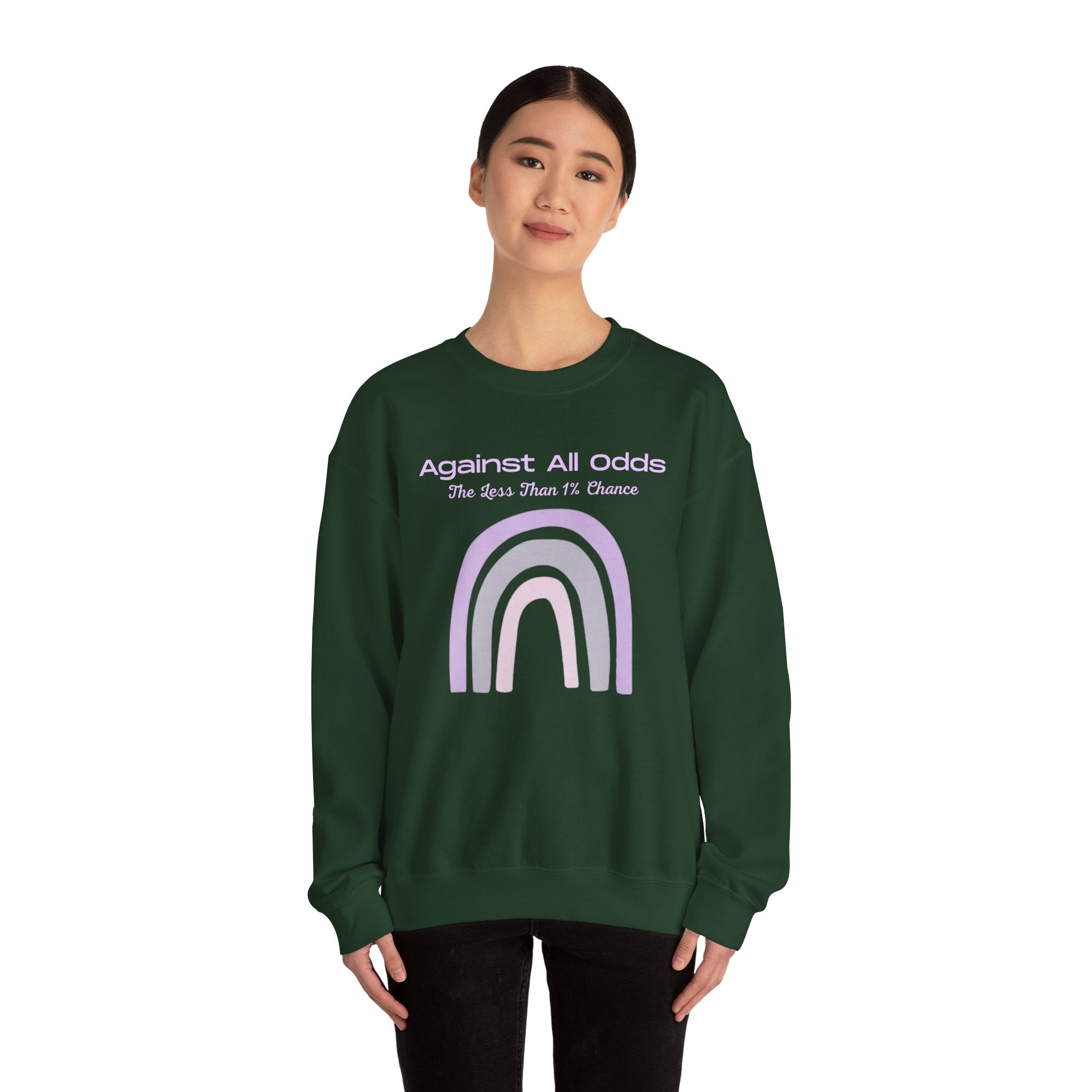 Crewneck Sweatshirt — Pastel Rainbow “Against All Odds” Inspirational Pullover