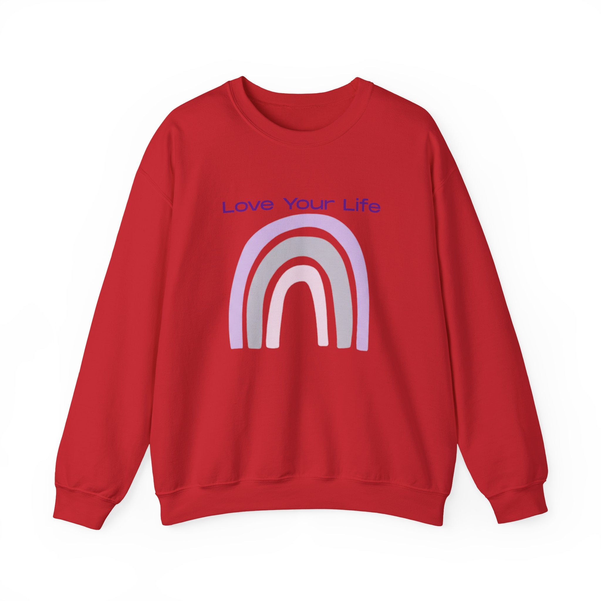 Crewneck Sweatshirt — "Love Your Life" Pastel Rainbow Casual Pullover