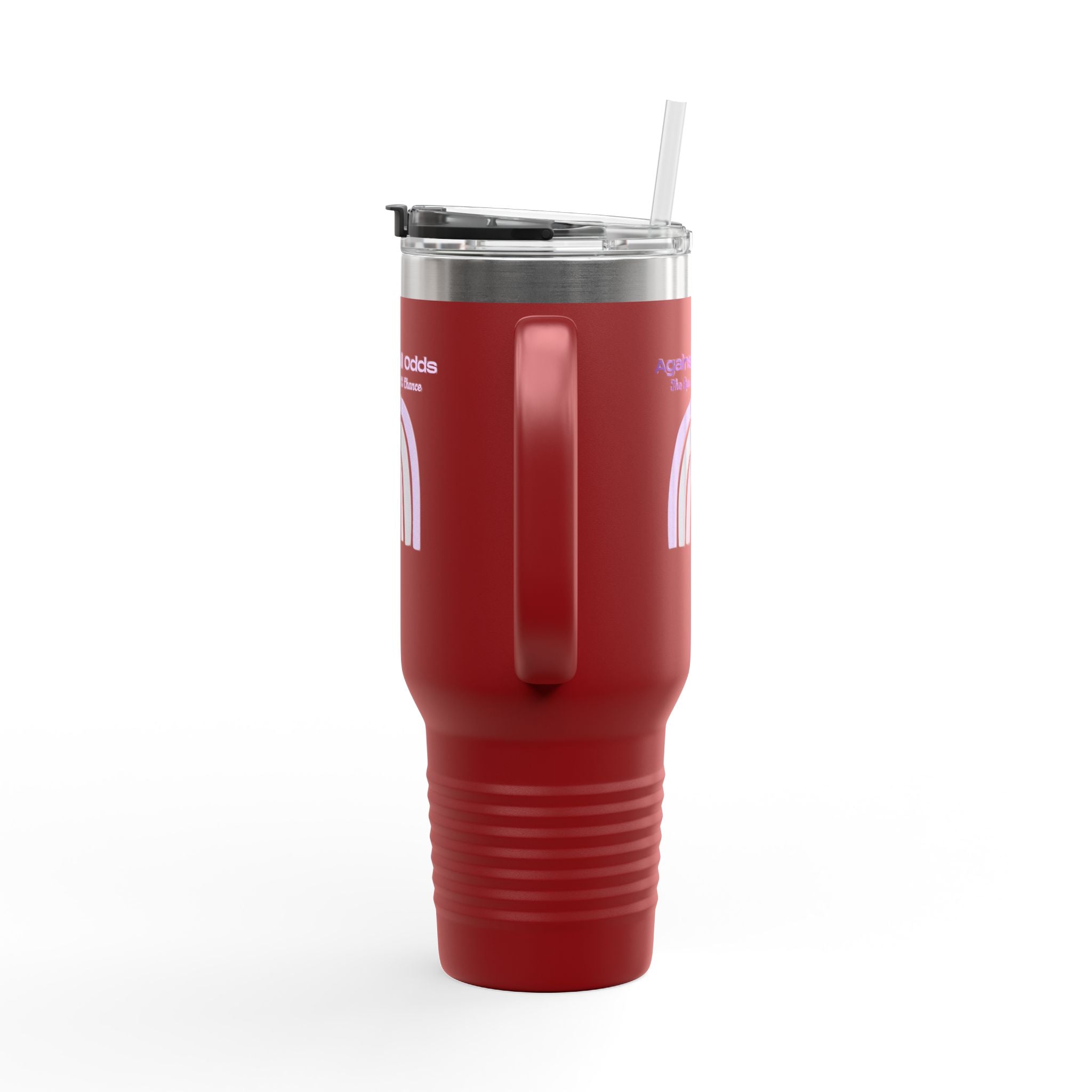 40oz Insulated Travel Mug — Pastel Rainbow "Against All Odds: The Less Than 1% Chance" Design