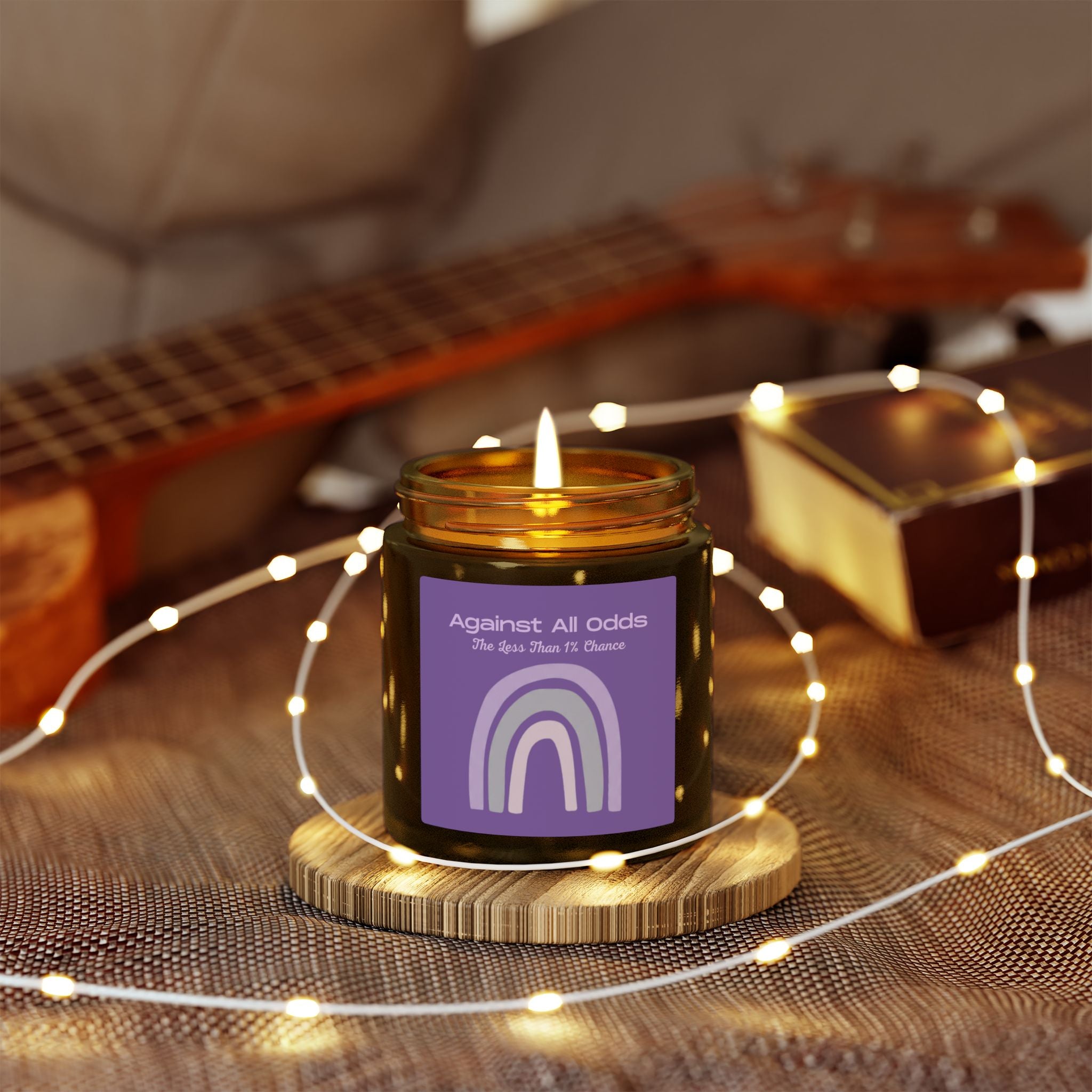 Scented Candle — Coconut Apricot Wax “Against All Odds” Purple Rainbow (4oz/9oz)