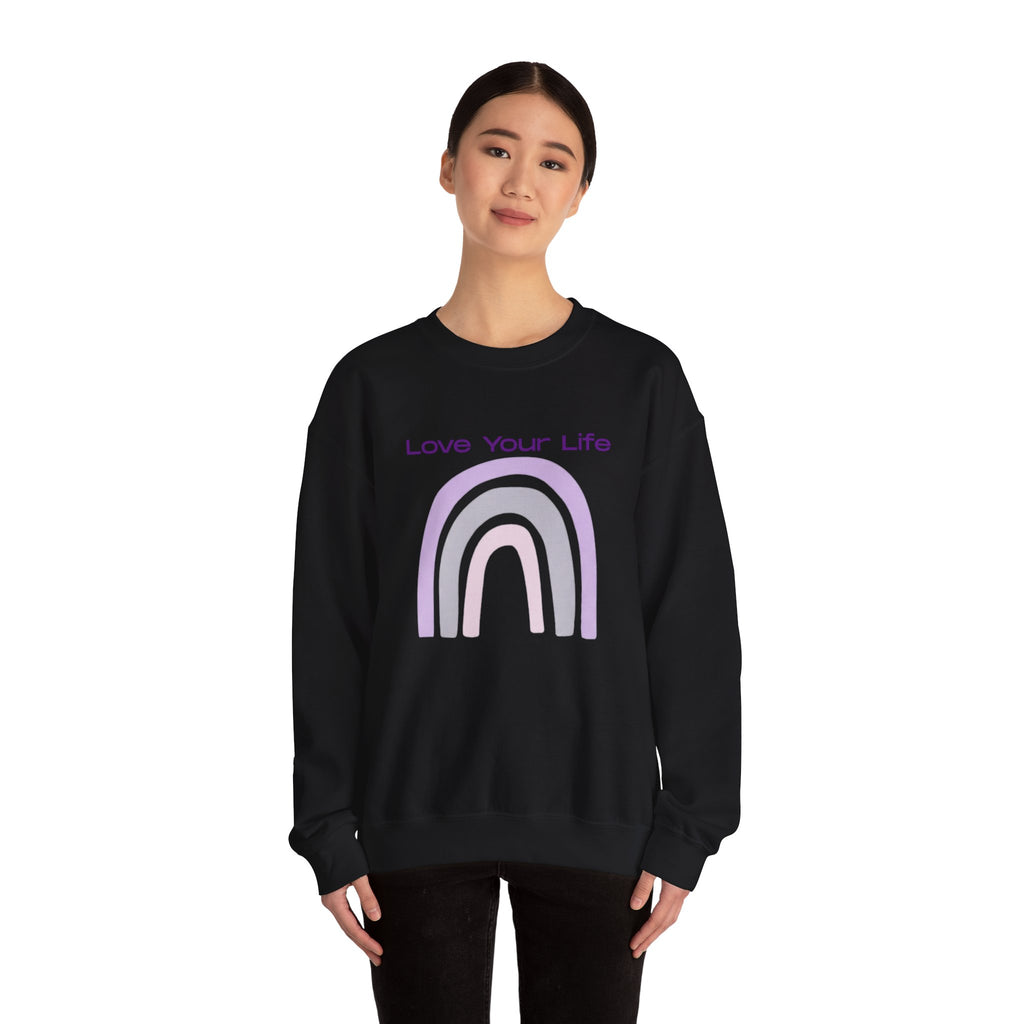 Crewneck Sweatshirt — "Love Your Life" Pastel Rainbow Casual Pullover