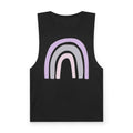 Pastel Rainbow Tank Top — Soft Lavender & Gray Rainbow Graphic Muscle Tee