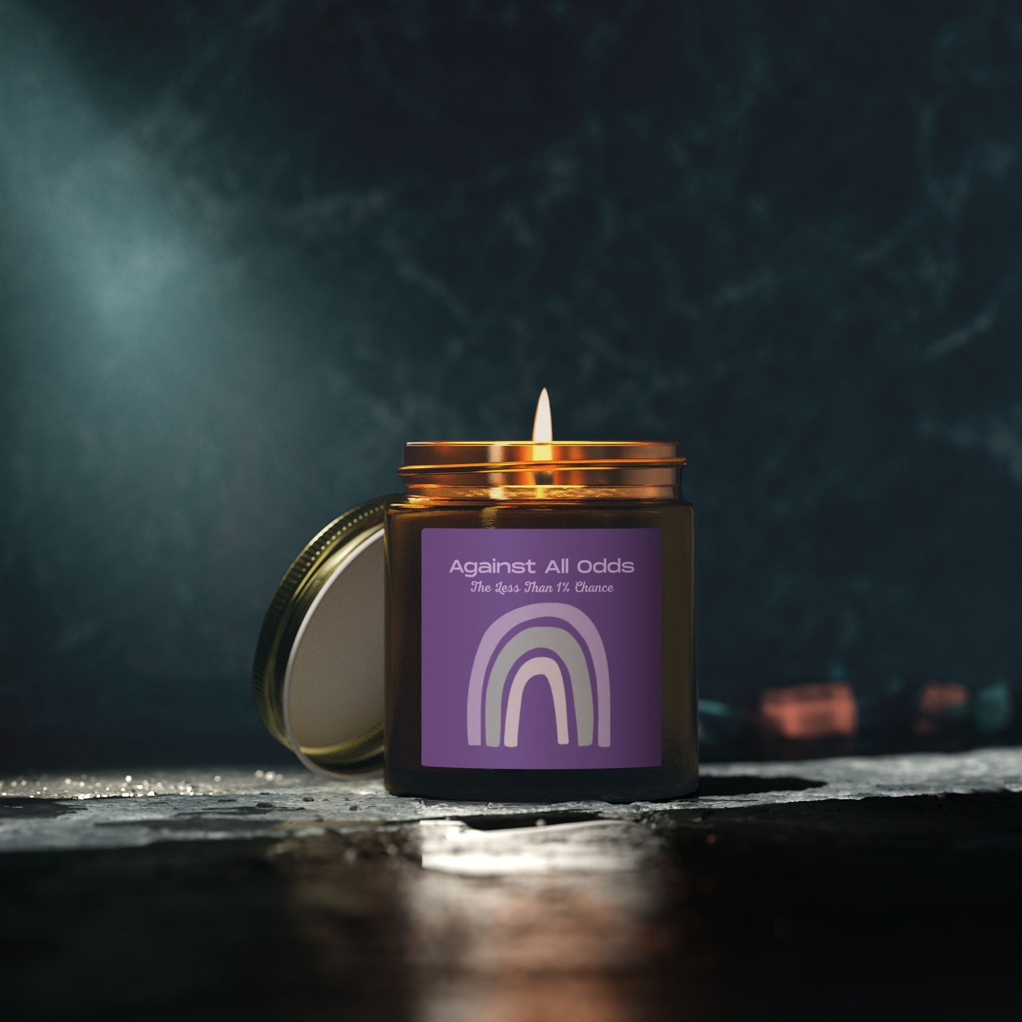 Scented Candle — Coconut Apricot Wax “Against All Odds” Purple Rainbow (4oz/9oz)