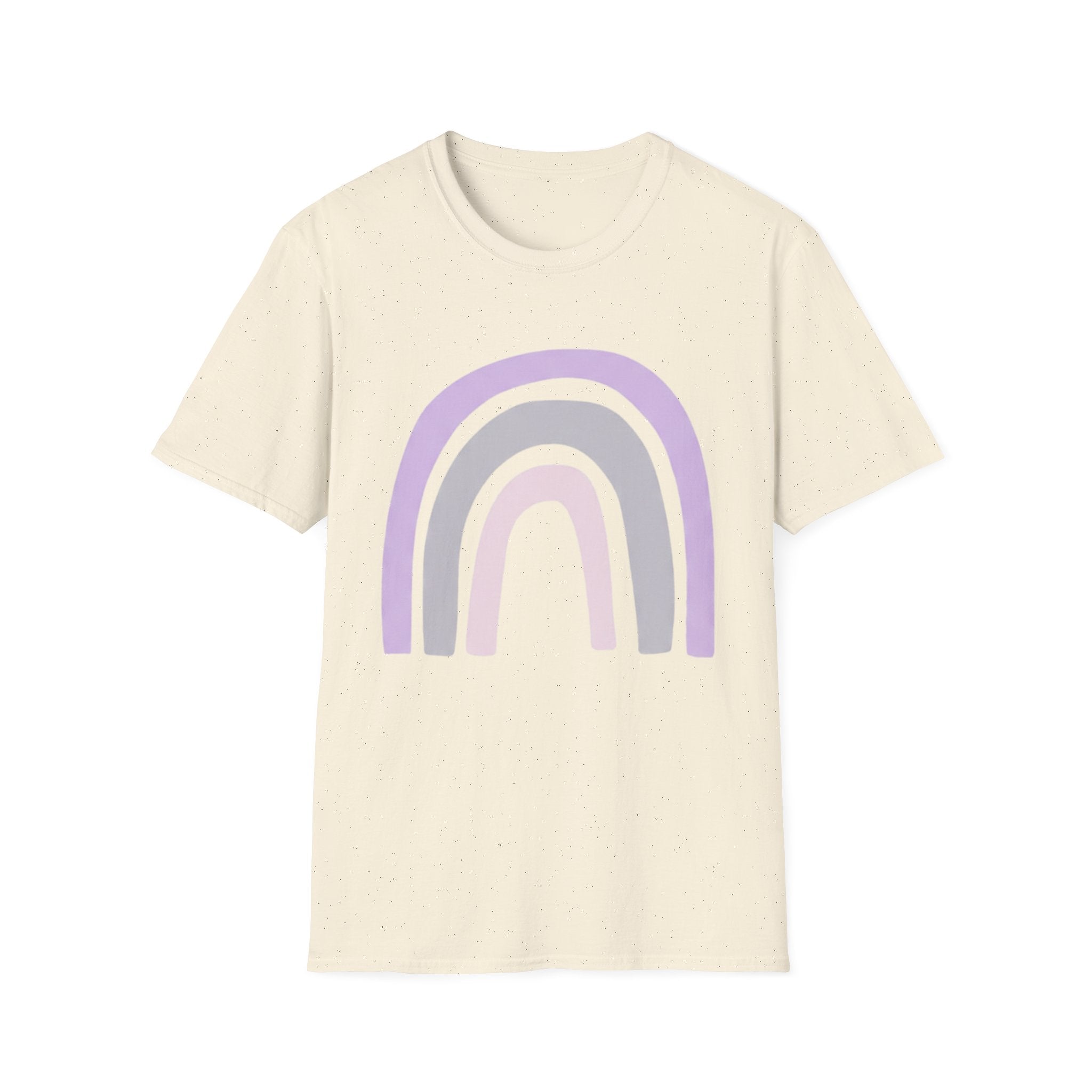Pastel Rainbow T-Shirt — Minimal Lavender & Grey Rainbow Tee
