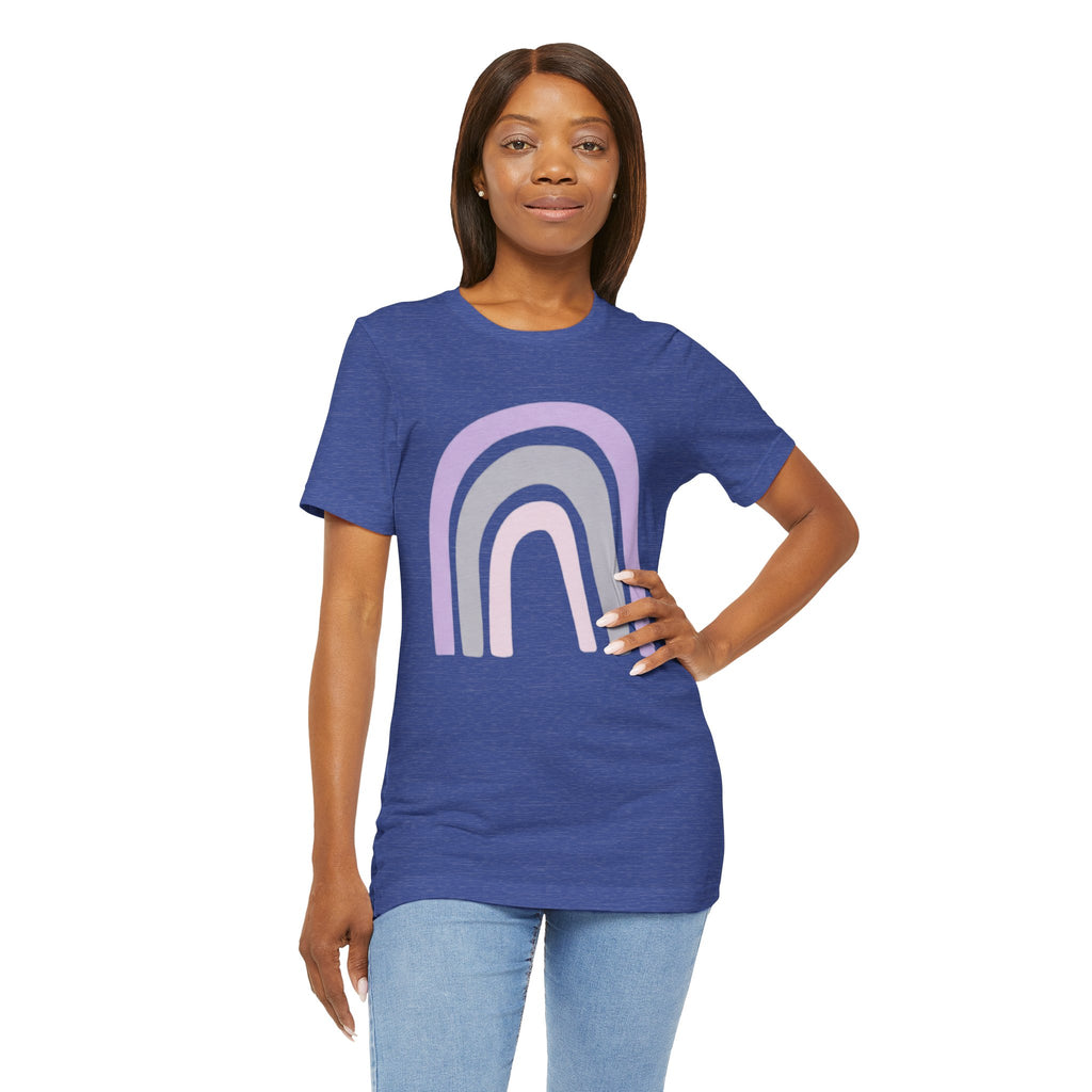 Pastel Rainbow Tee — Minimal Lavender & Blush Graphic T-Shirt