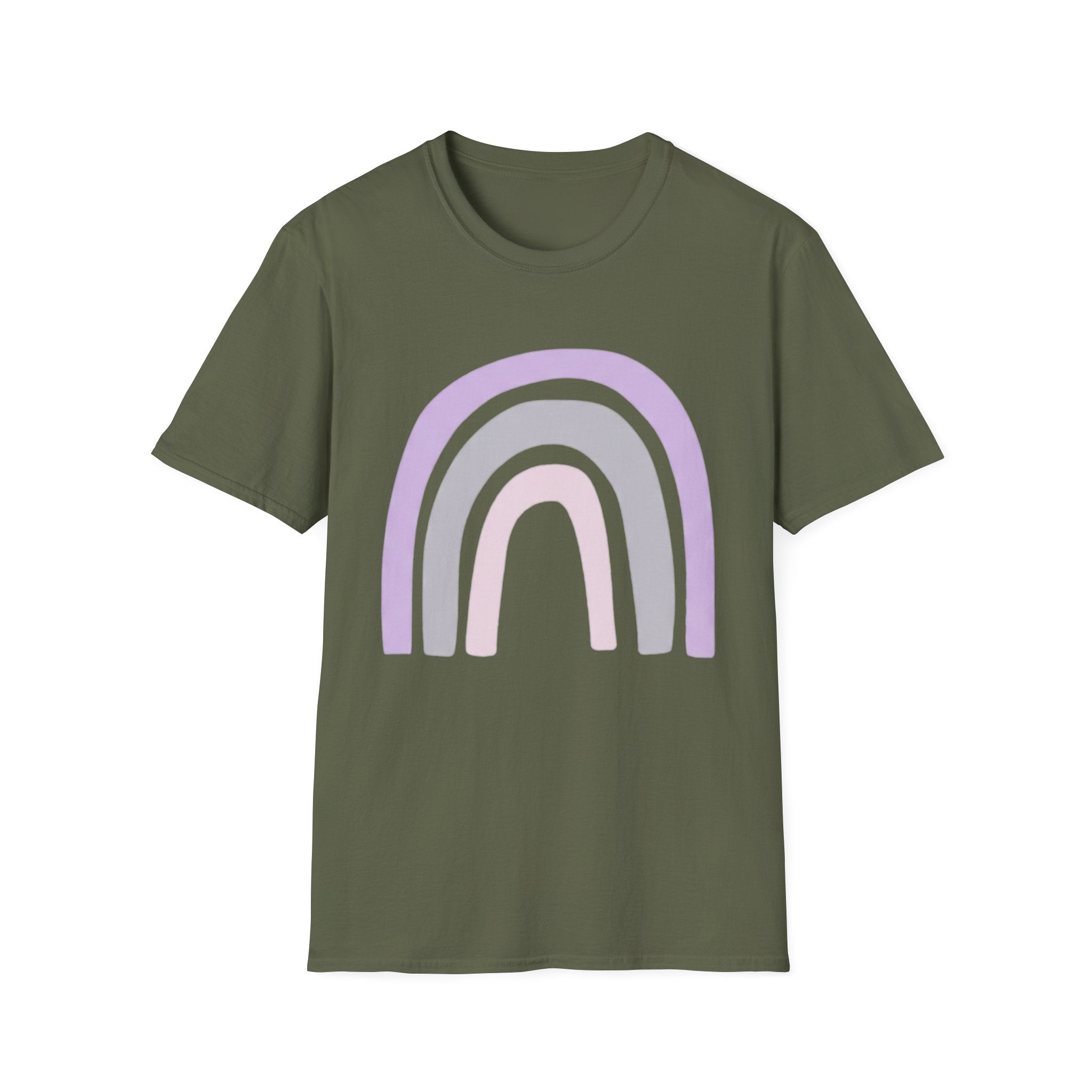 Pastel Rainbow T-Shirt — Minimal Lavender & Grey Rainbow Tee