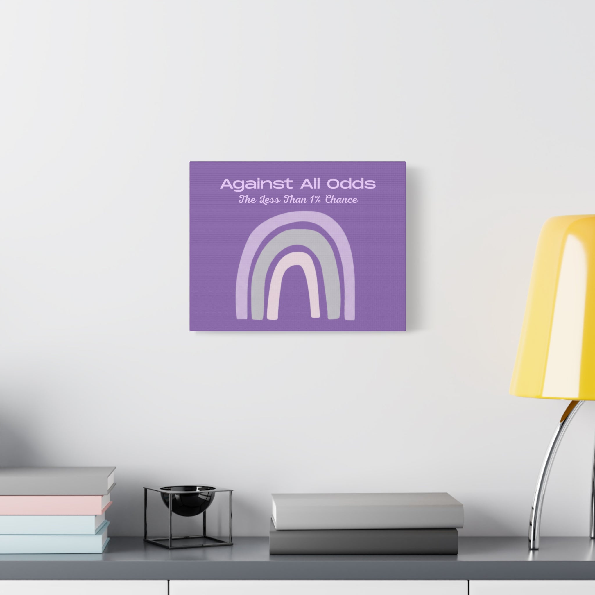 Against All Odds Purple Rainbow Canvas Wall Art — "The Less Than 1% Chance"