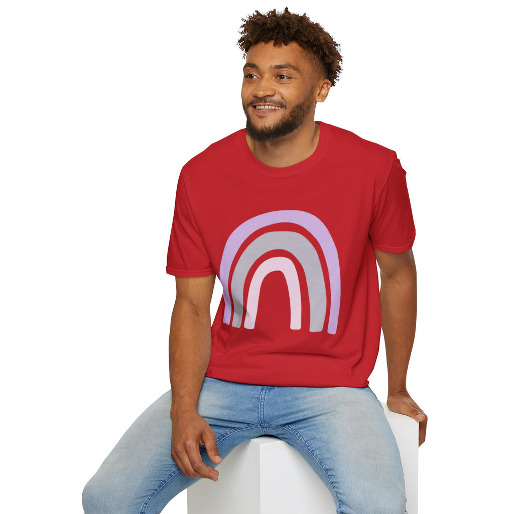Pastel Rainbow T-Shirt — Minimal Lavender & Grey Rainbow Tee