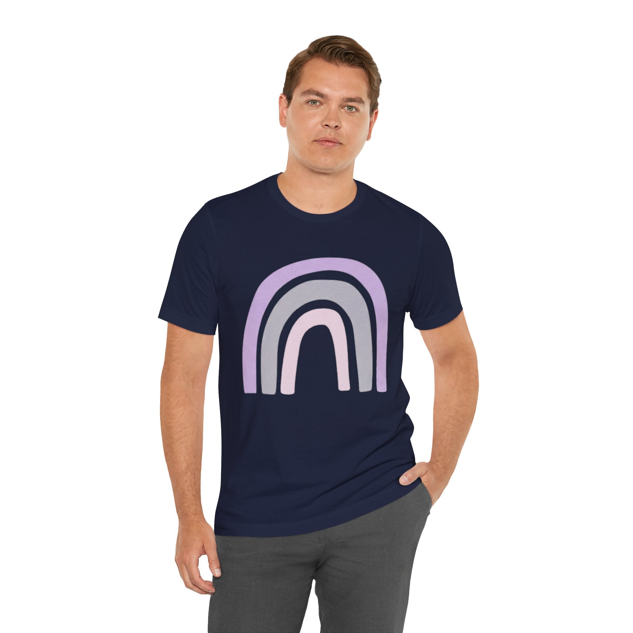 Pastel Rainbow Tee — Minimal Lavender & Blush Graphic T-Shirt