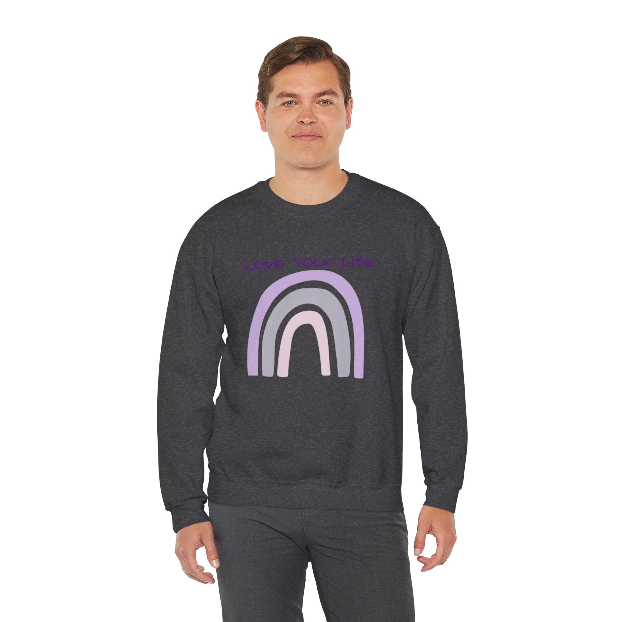 Crewneck Sweatshirt — "Love Your Life" Pastel Rainbow Casual Pullover