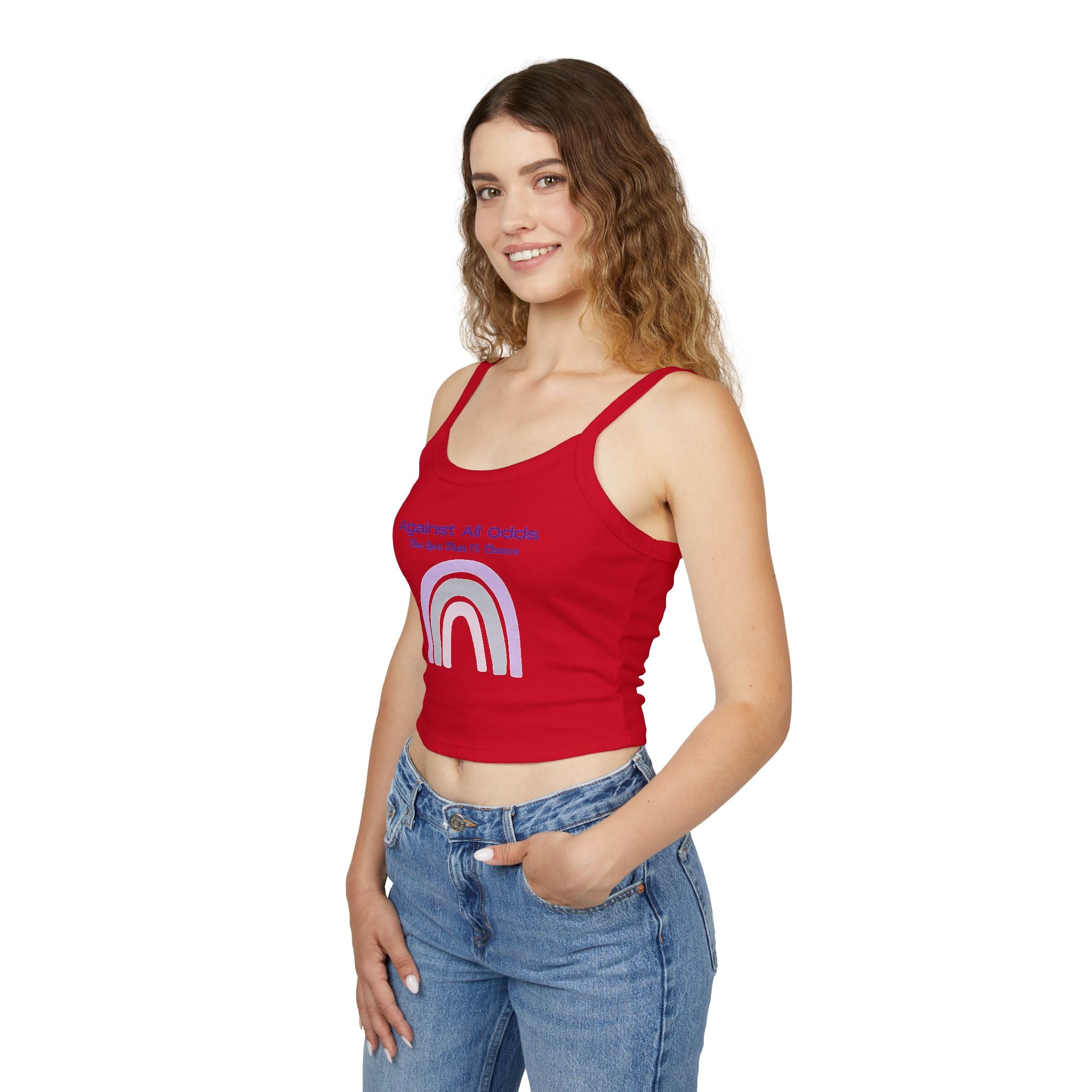 Against All Odds Rainbow Tank — Women's Inspirational Spaghetti Strap Crop Top