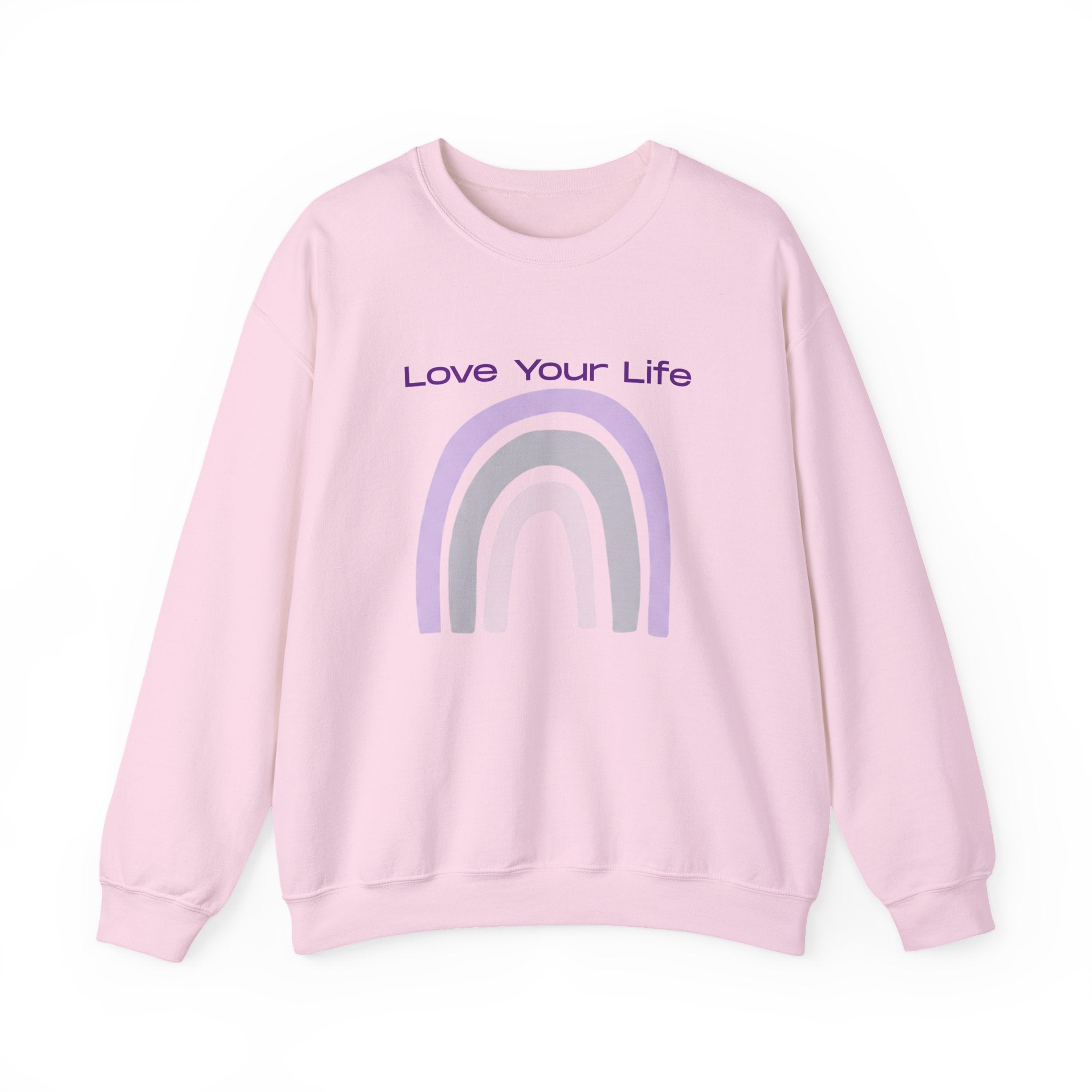 Crewneck Sweatshirt — "Love Your Life" Pastel Rainbow Casual Pullover