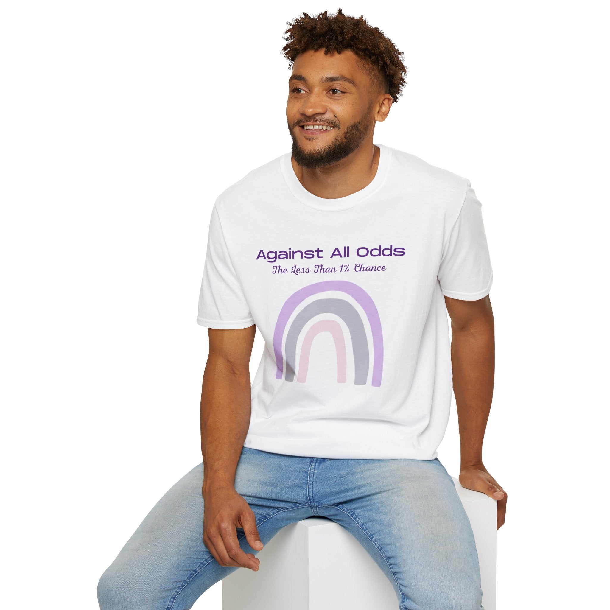 Against All Odds Rainbow T-Shirt – Inspirational 'The Less Than 1% Chance' Design