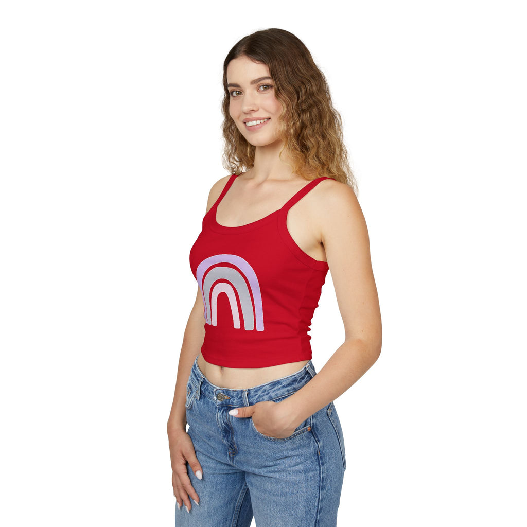 Women's Spaghetti Strap Tank Top — Pastel Rainbow Design