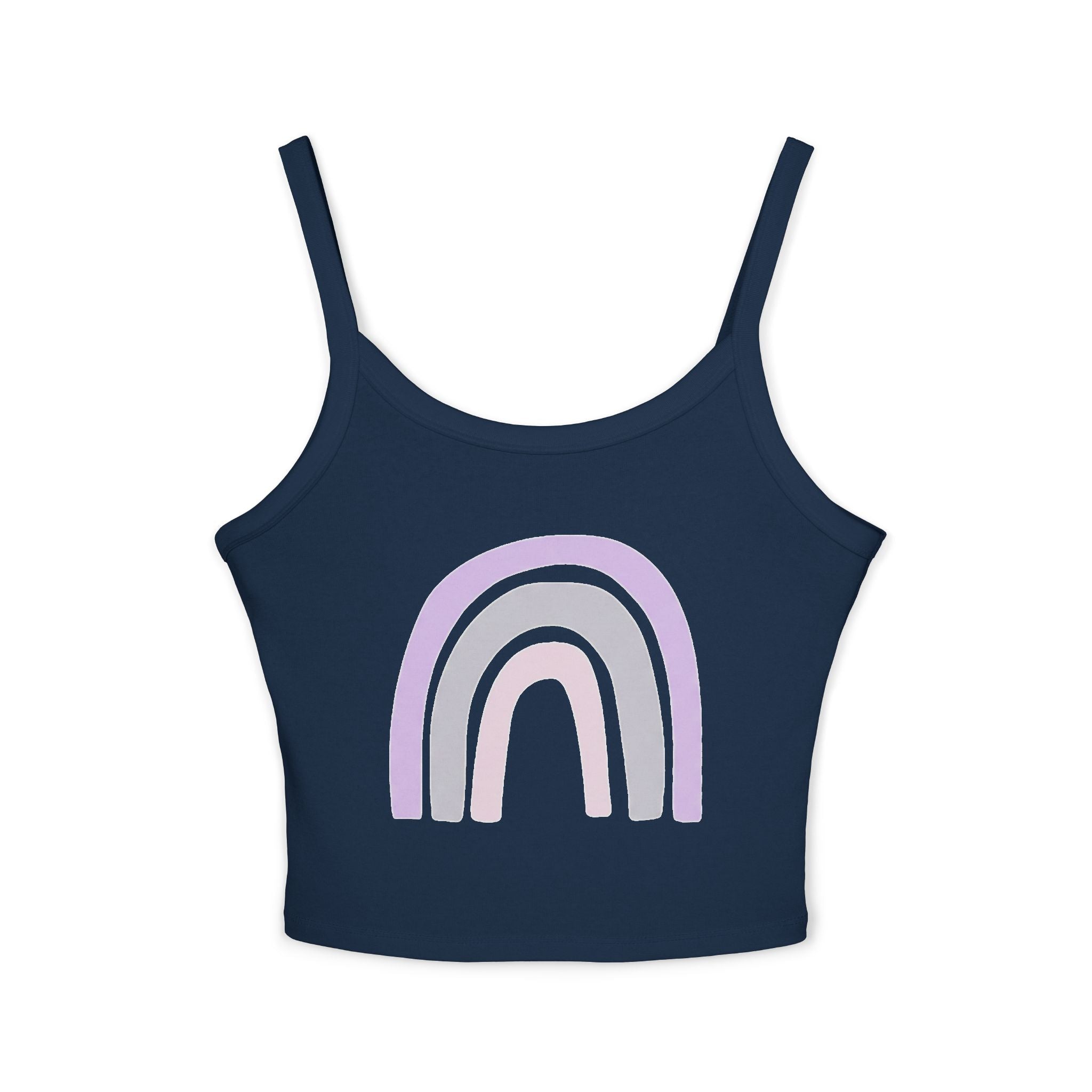 Women's Spaghetti Strap Tank Top — Pastel Rainbow Design