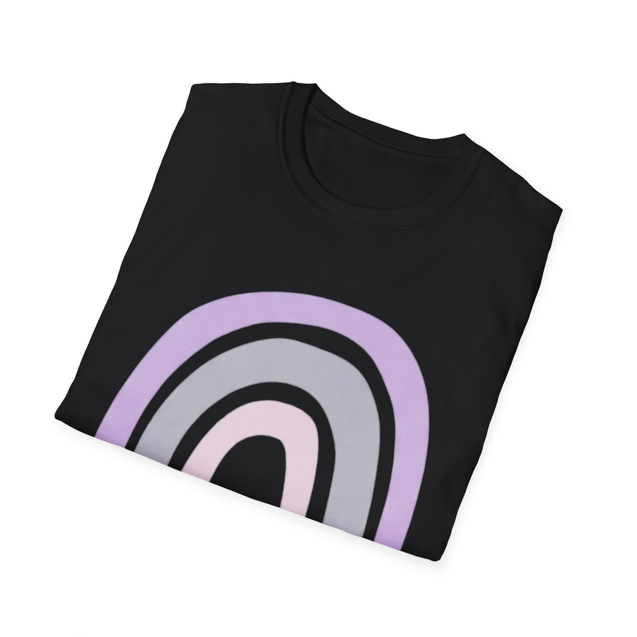 Pastel Rainbow T-Shirt — Minimal Lavender & Grey Rainbow Tee