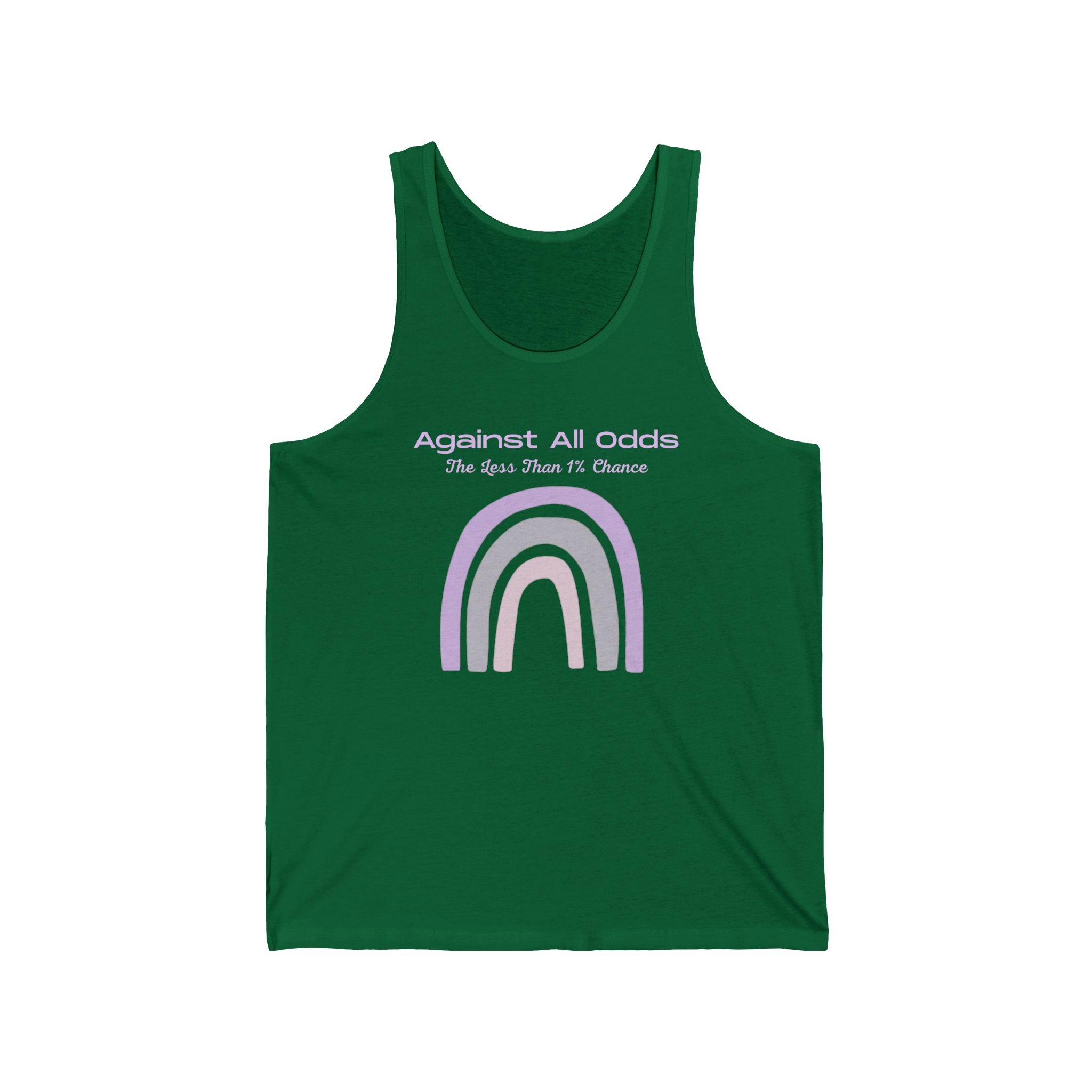 Pastel Rainbow Tank Top — "Against All Odds" Minimal Graphic
