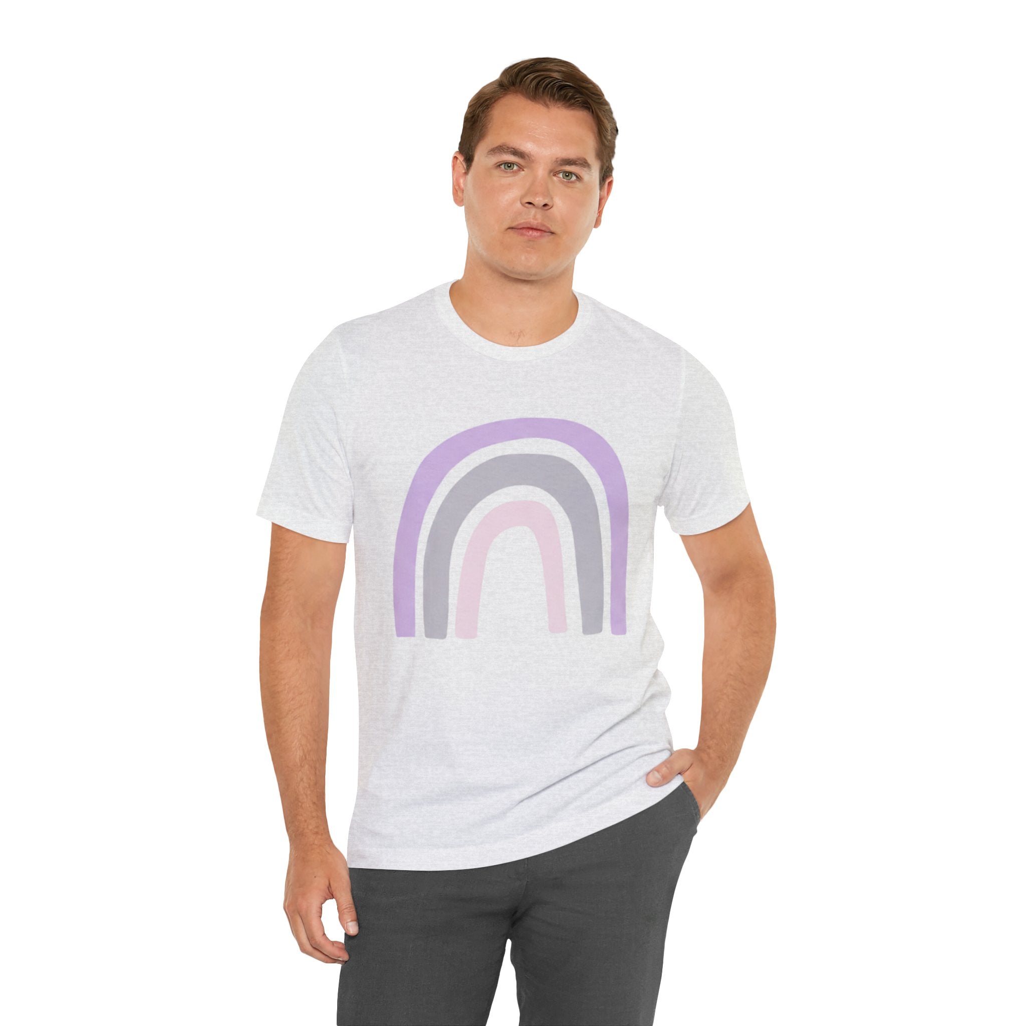 Pastel Rainbow Tee — Minimal Lavender & Blush Graphic T-Shirt