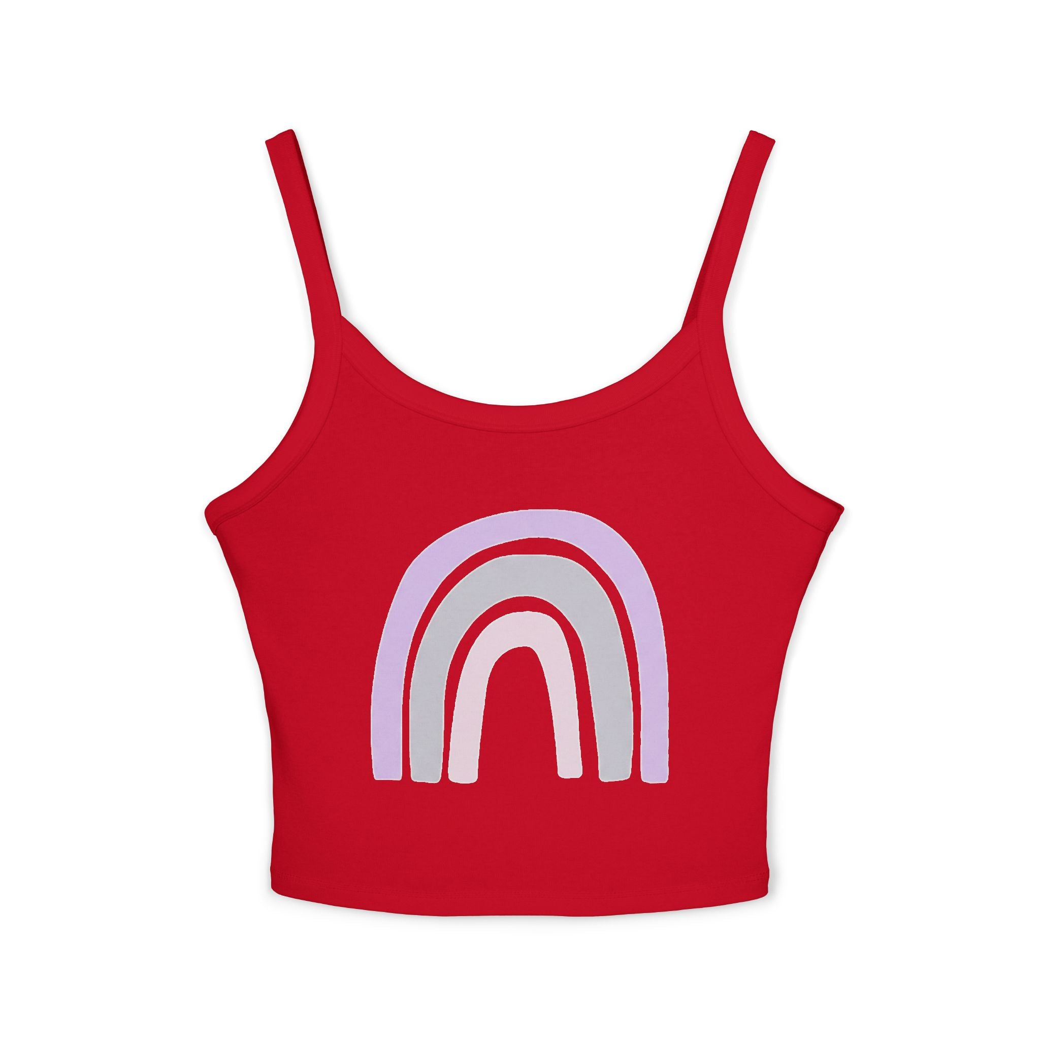 Women's Spaghetti Strap Tank Top — Pastel Rainbow Design