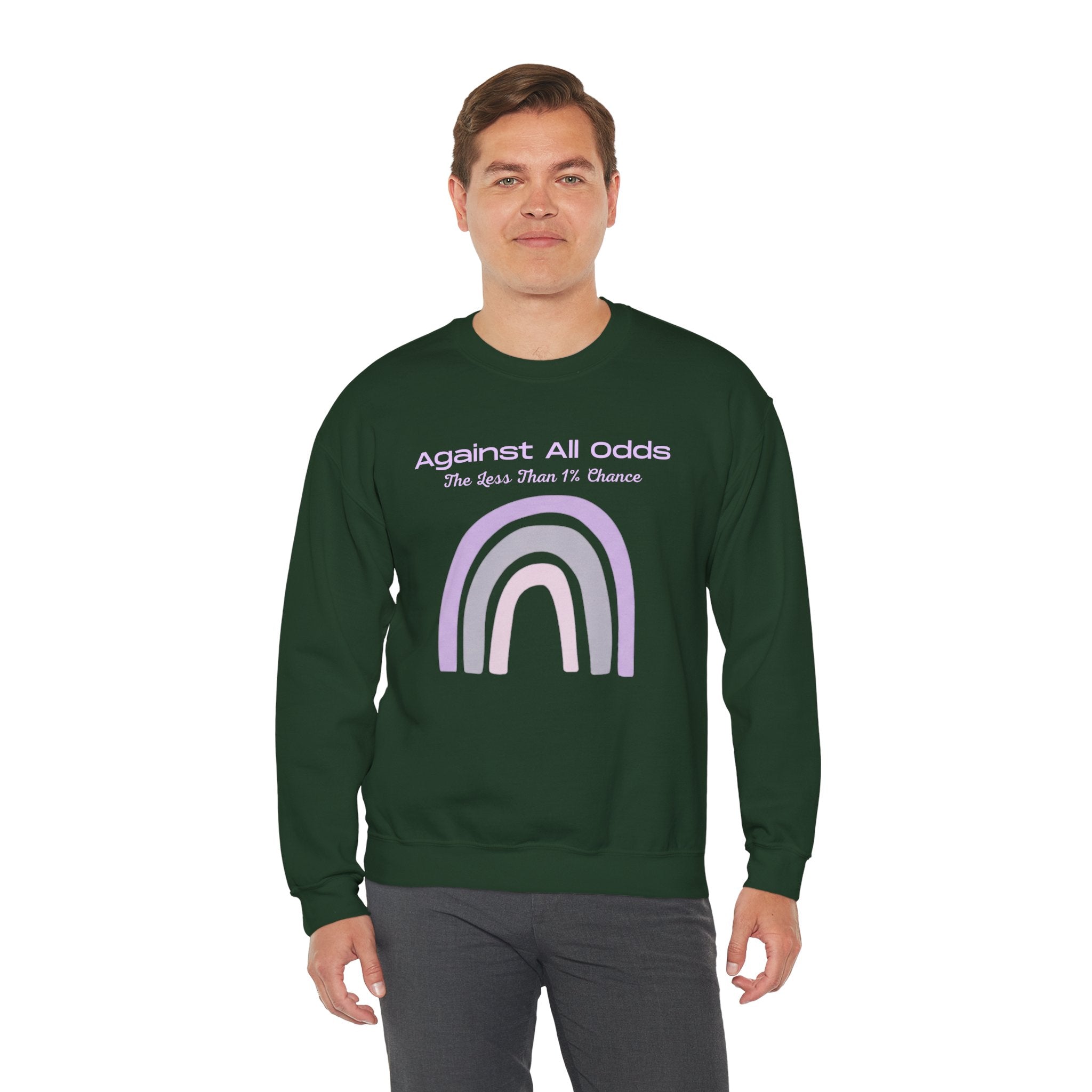 Crewneck Sweatshirt — Pastel Rainbow “Against All Odds” Inspirational Pullover