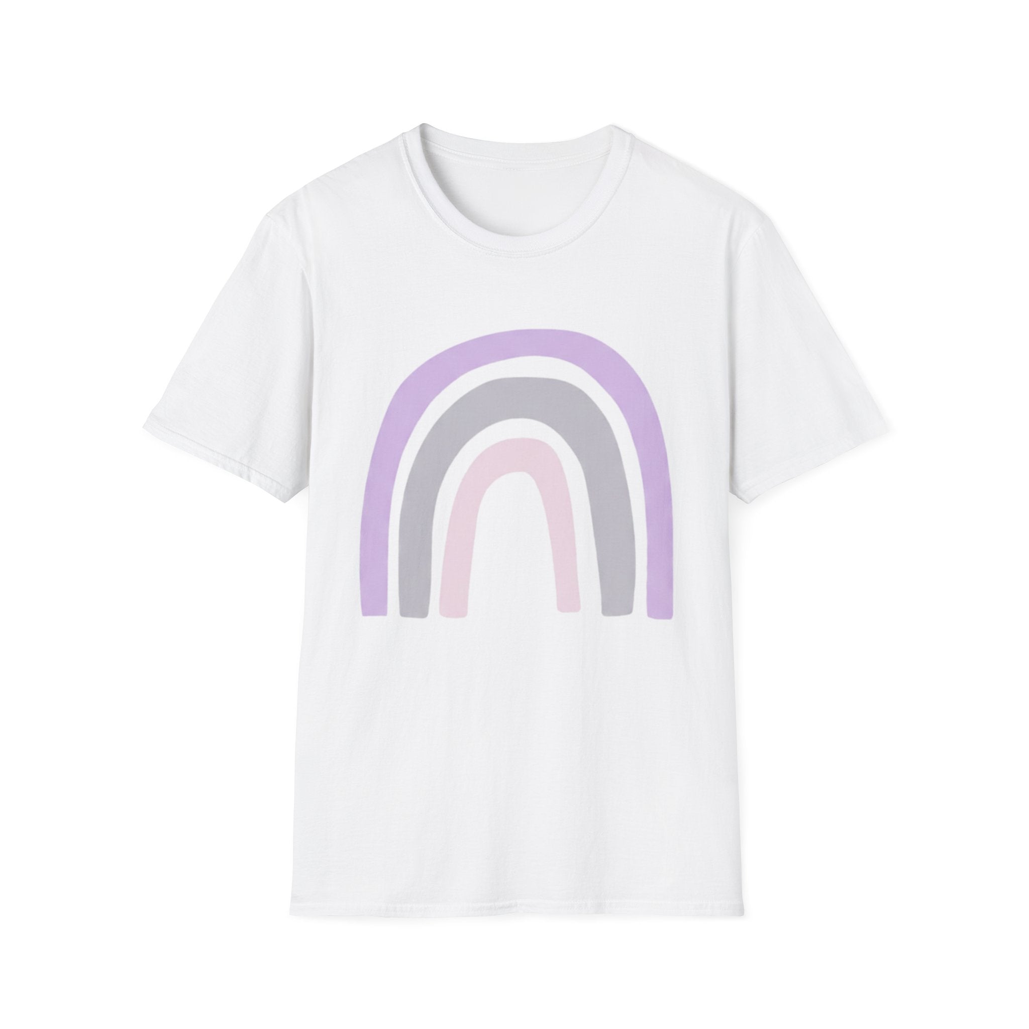 Pastel Rainbow T-Shirt — Minimal Lavender & Grey Rainbow Tee