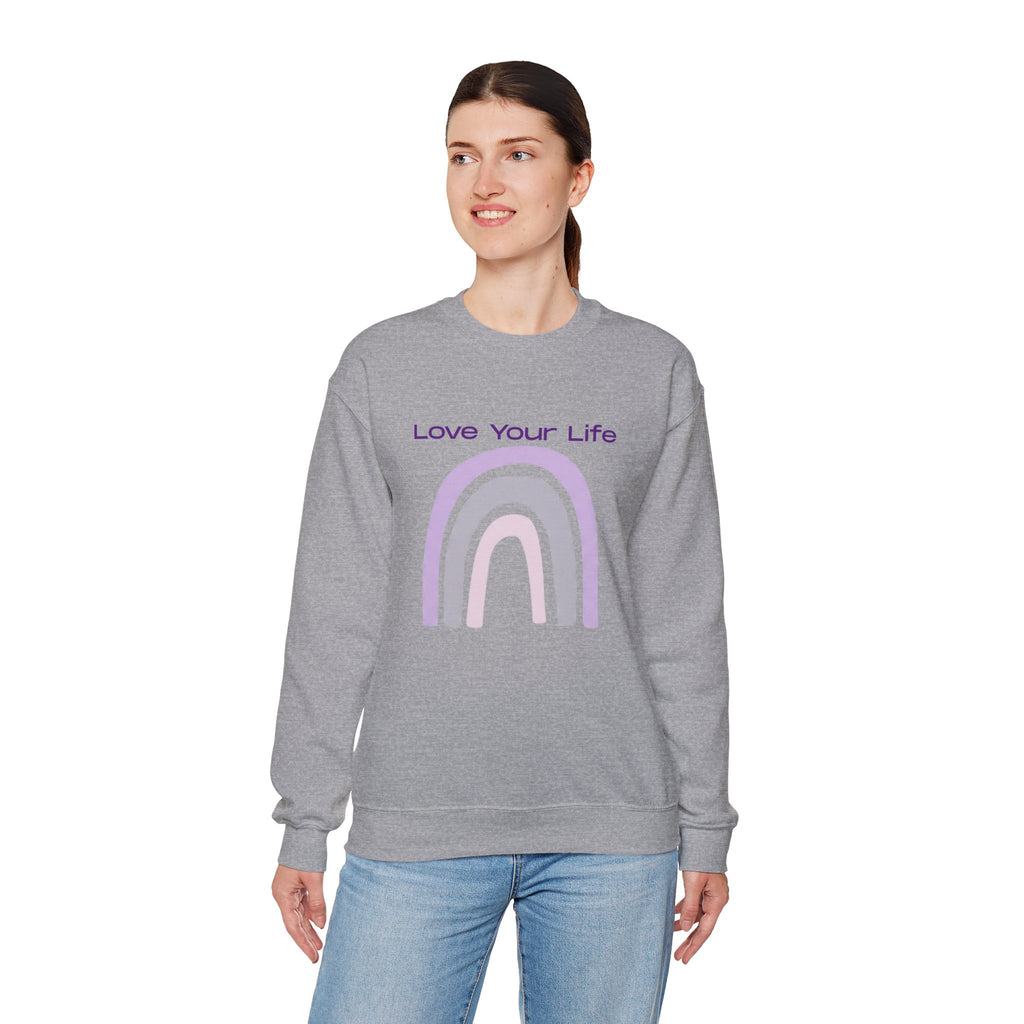 Crewneck Sweatshirt — "Love Your Life" Pastel Rainbow Casual Pullover