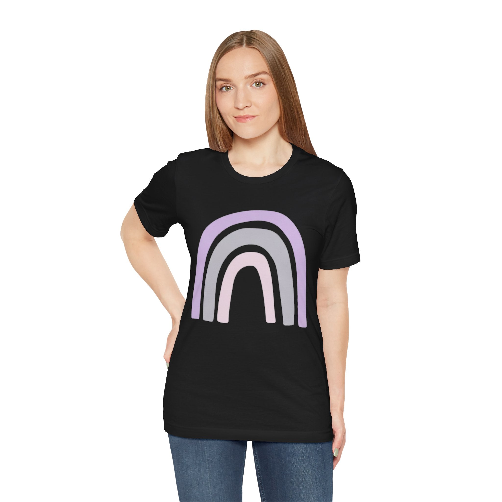 Pastel Rainbow Tee — Minimal Lavender & Blush Graphic T-Shirt