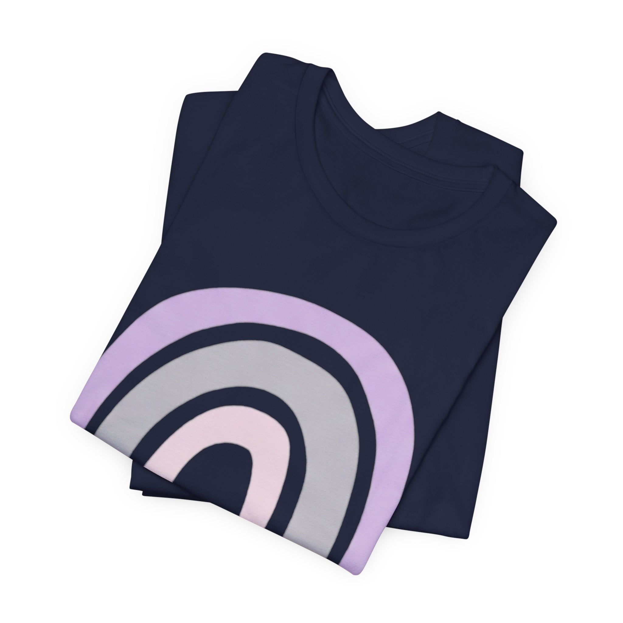 Pastel Rainbow Tee — Minimal Lavender & Blush Graphic T-Shirt