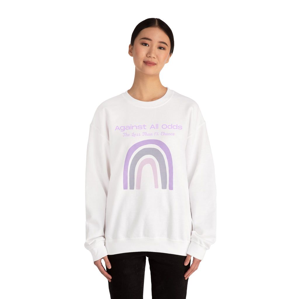 Crewneck Sweatshirt — Pastel Rainbow “Against All Odds” Inspirational Pullover