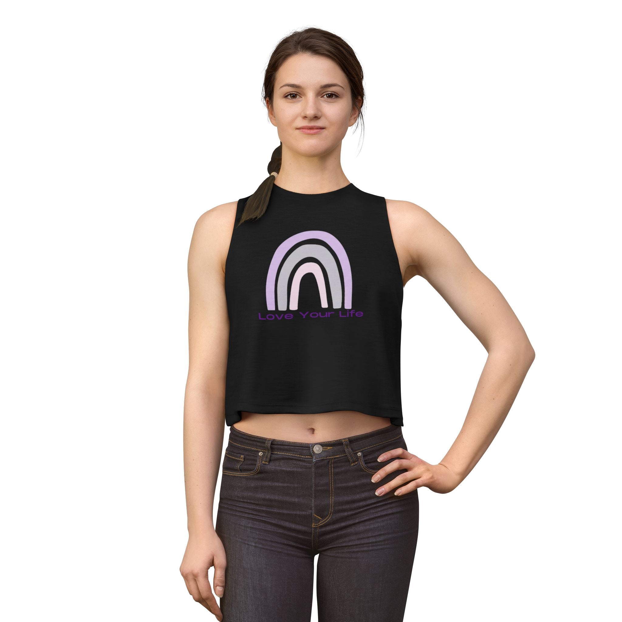 Love Your Life Rainbow Crop Top — Women's Positive Message Tank