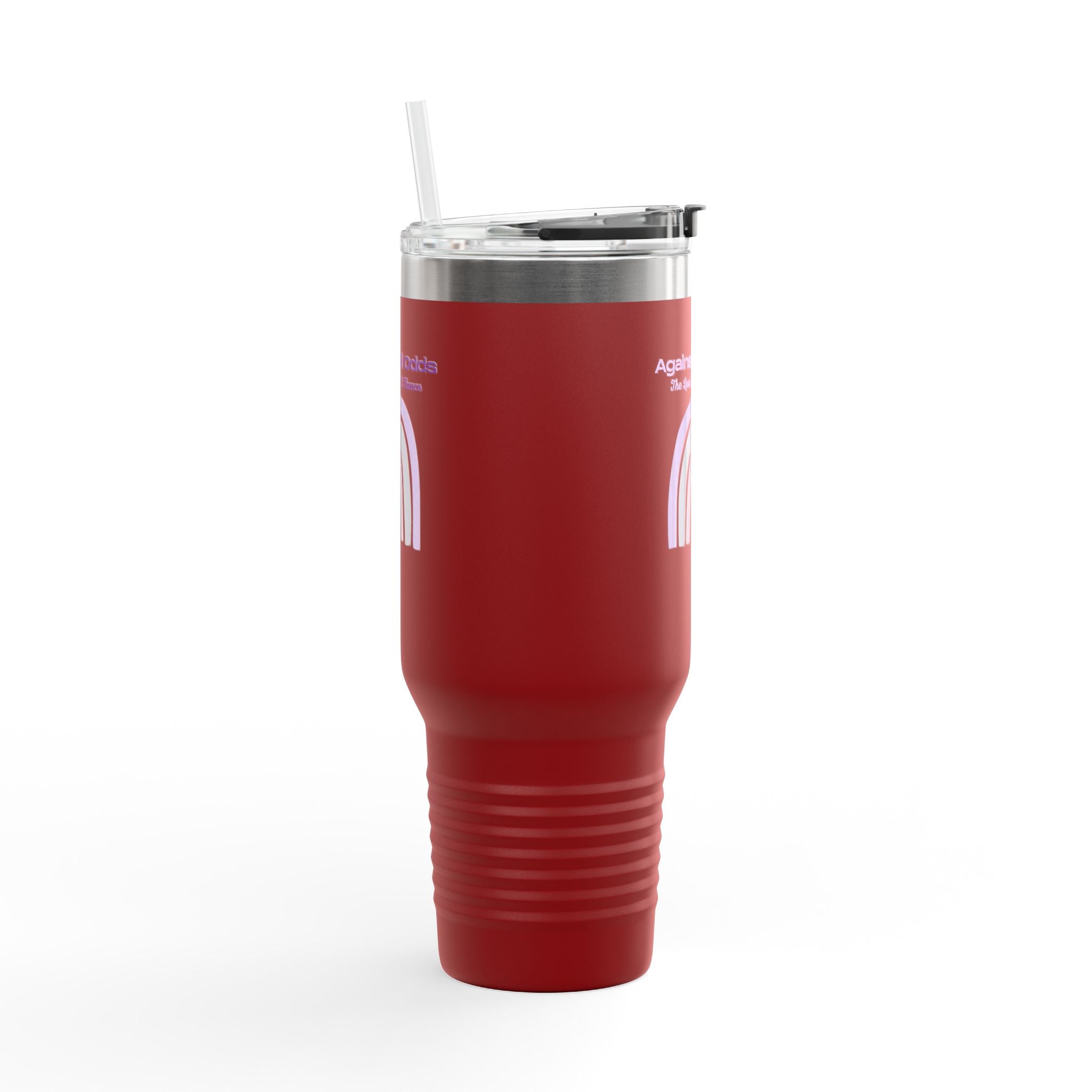 40oz Insulated Travel Mug — Pastel Rainbow "Against All Odds: The Less Than 1% Chance" Design