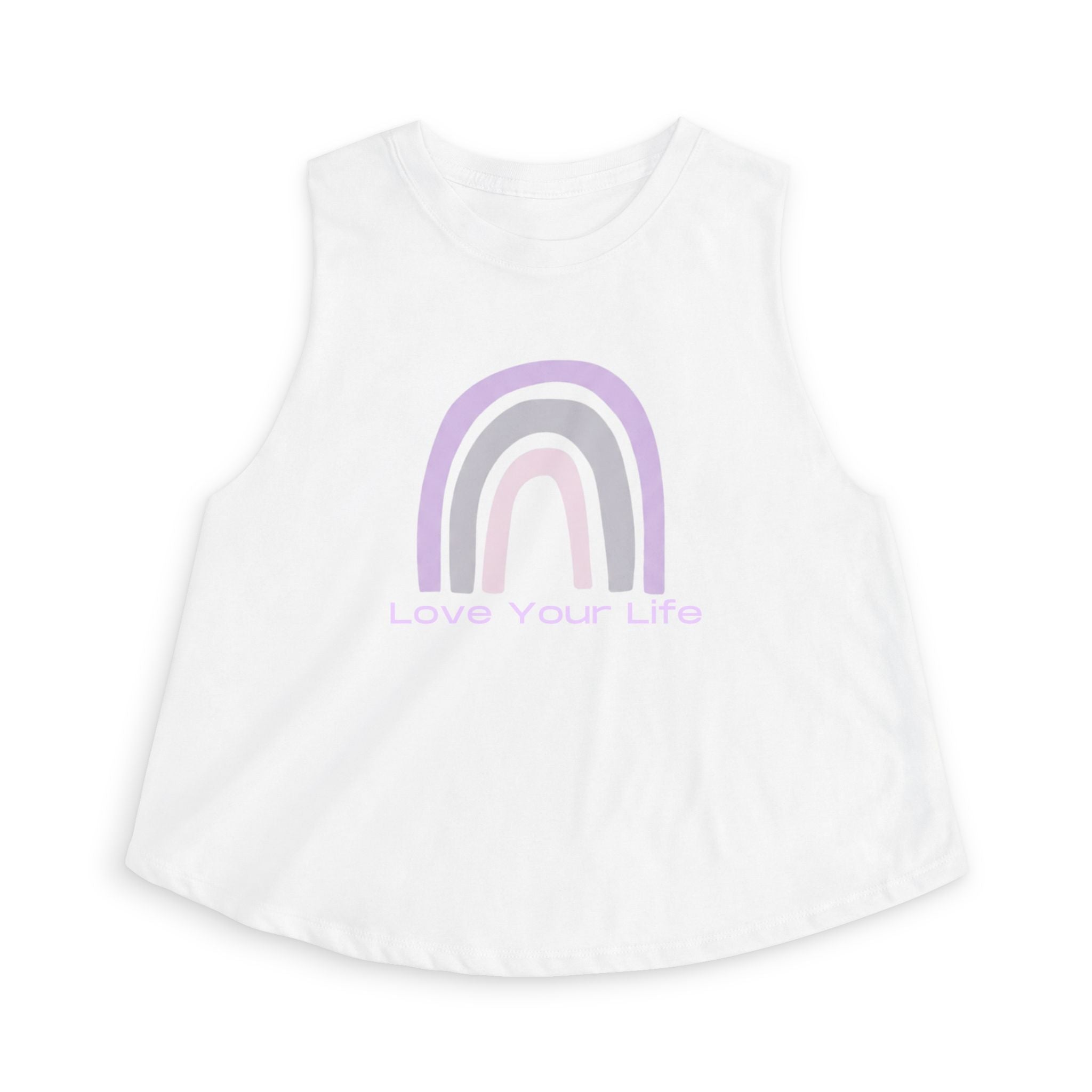 Love Your Life Rainbow Crop Top — Pastel Motivational Women's Tank