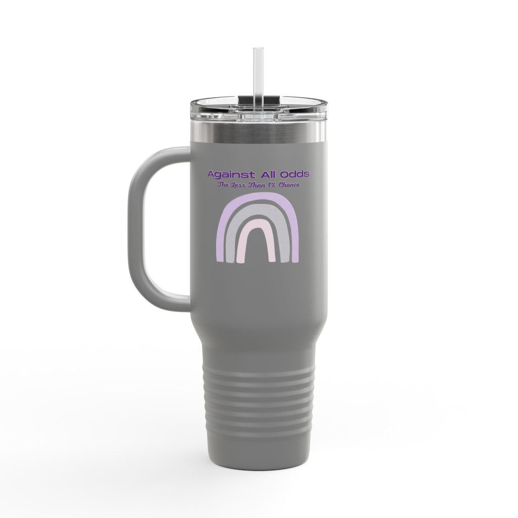 40oz Insulated Travel Mug — Pastel Rainbow "Against All Odds: The Less Than 1% Chance" Design