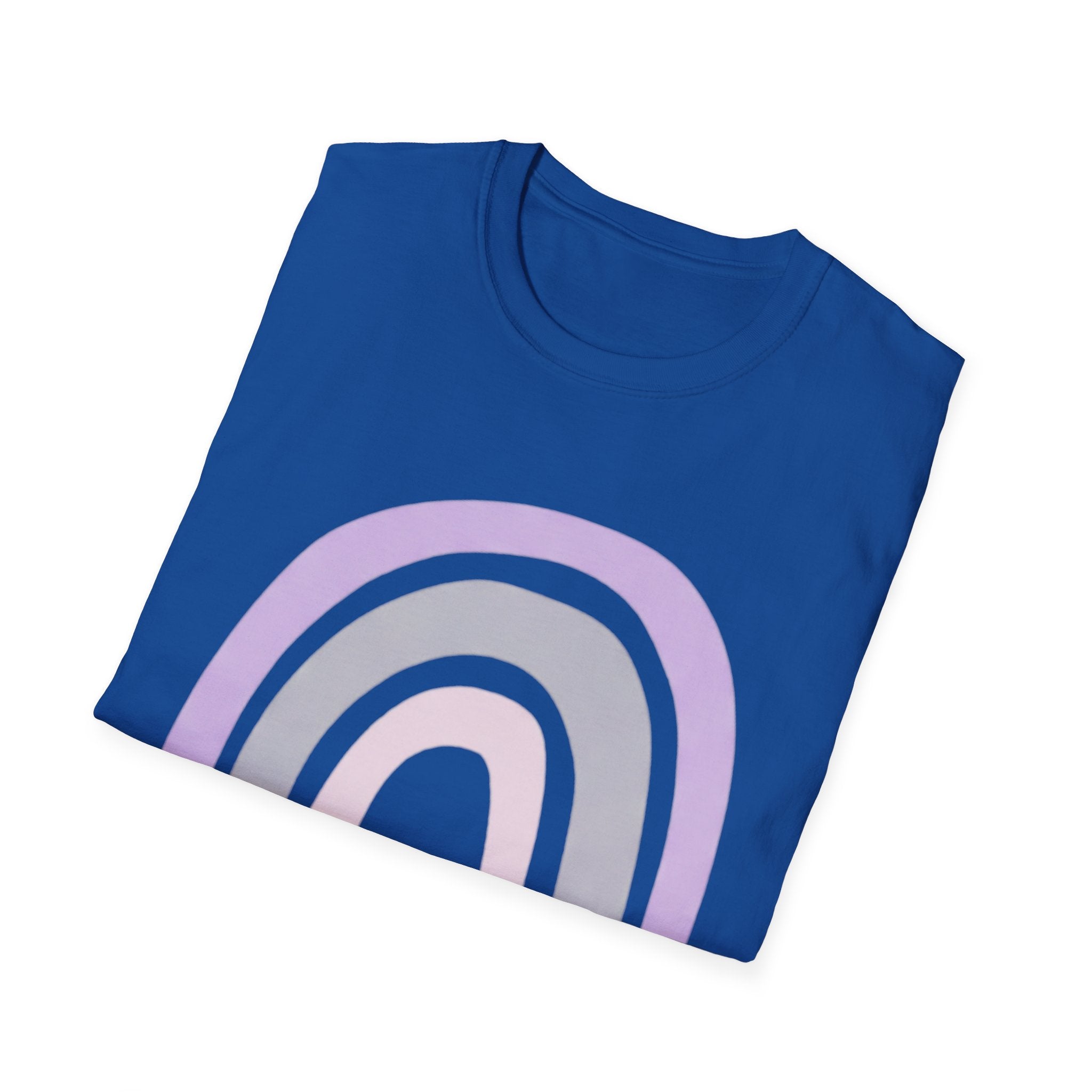 Pastel Rainbow T-Shirt — Minimal Lavender & Grey Rainbow Tee